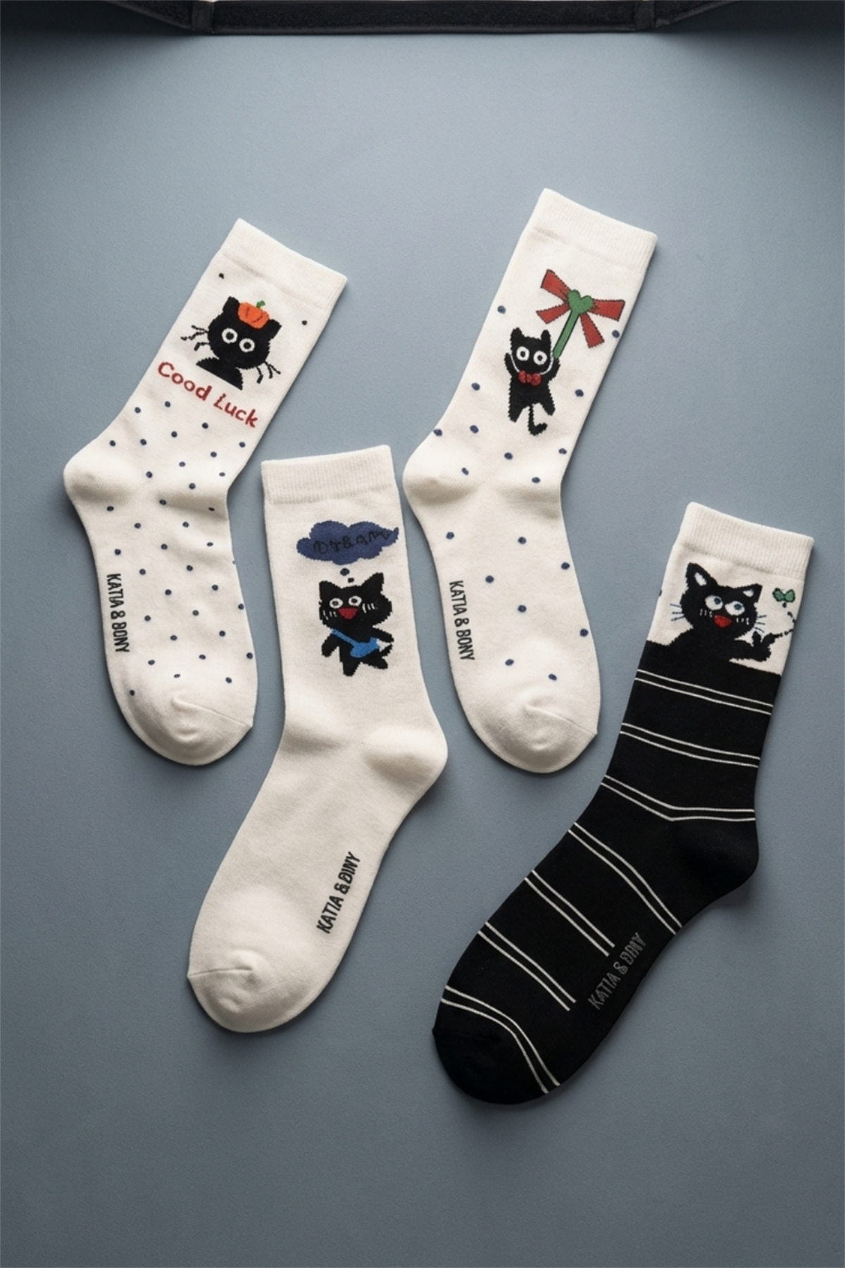 4lü Paket Kedi Desenli Kız Çocuk Soket Çorap