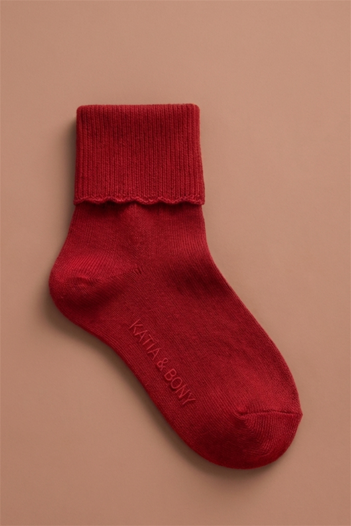 Red Childrens Step Socks With Printed Bottom