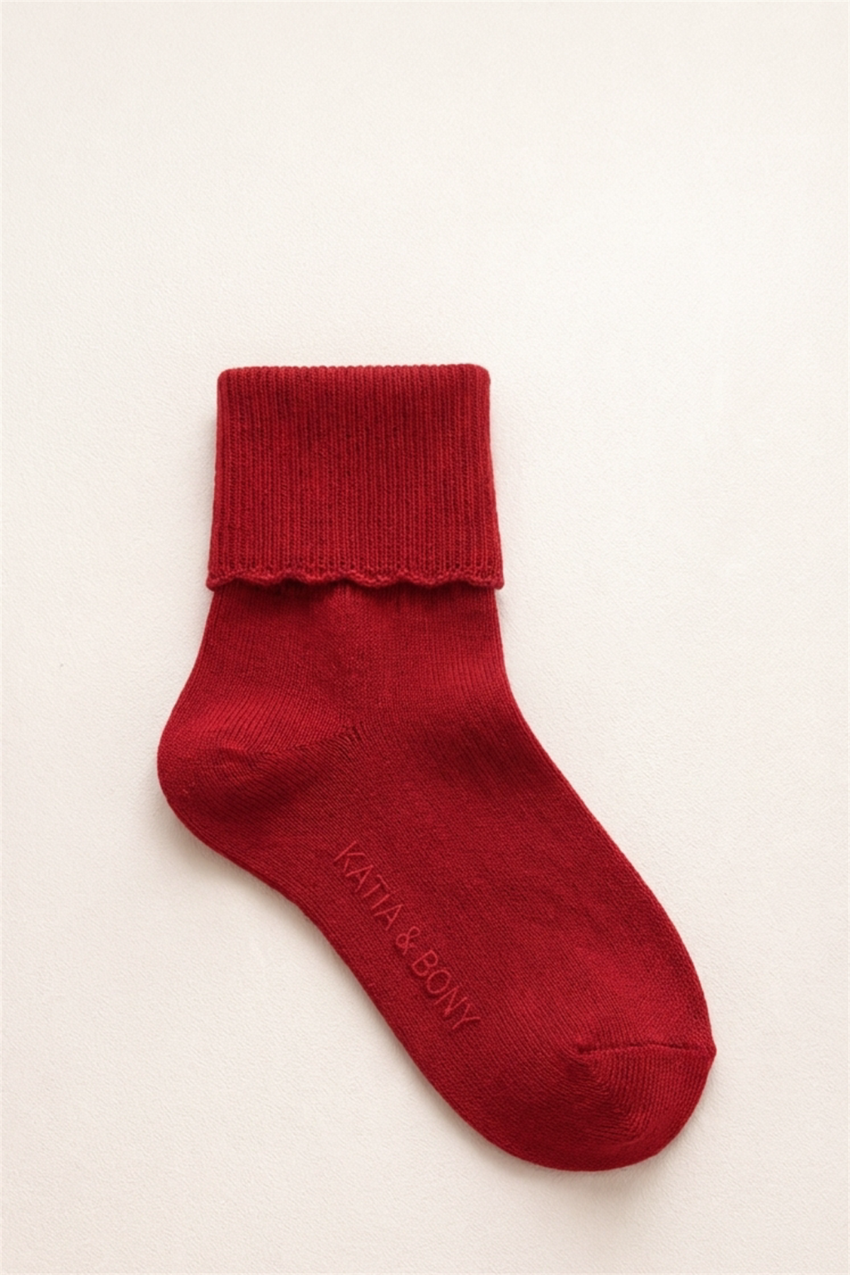 Red Childrens Step Socks With Printed Bottom
