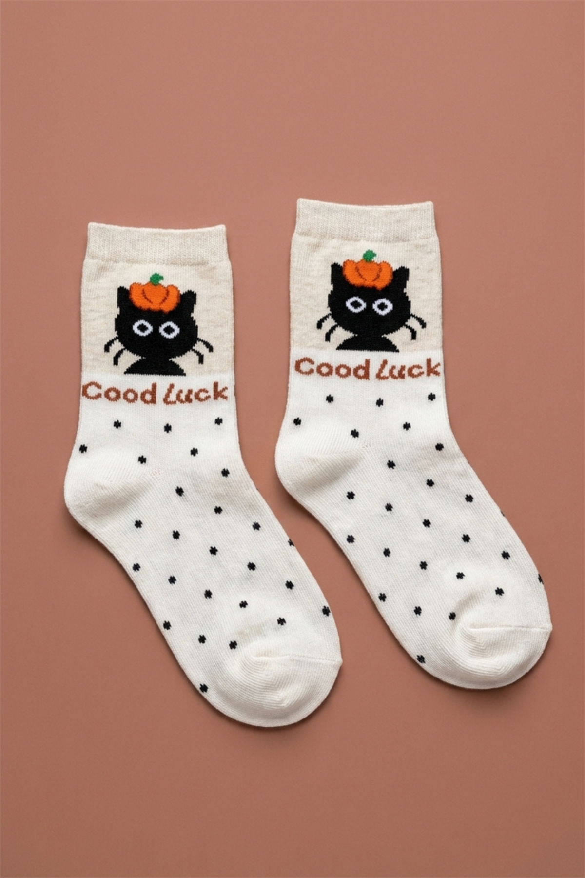 Kedi Desenli Turuncu Çocuk Soket Çorap