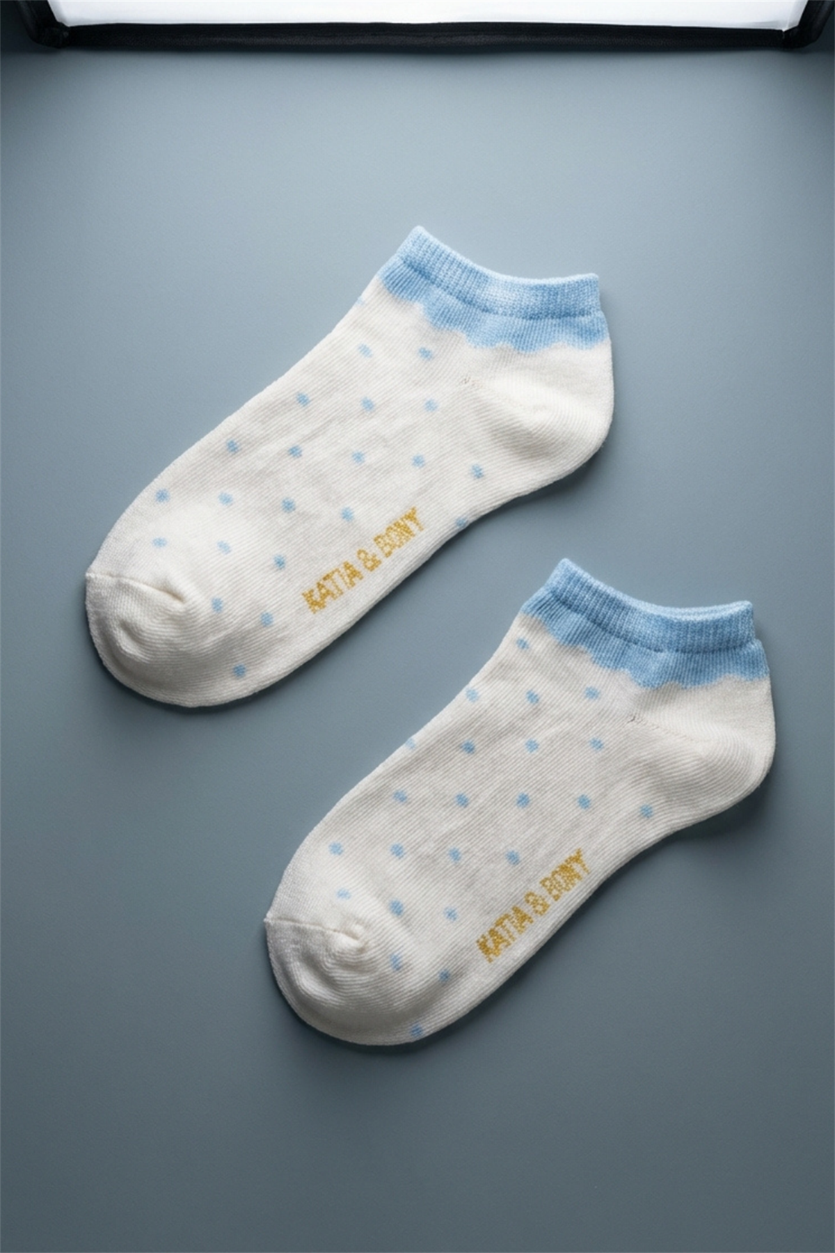 Polka Dot Patterned Light Blue Childrens Step Socks