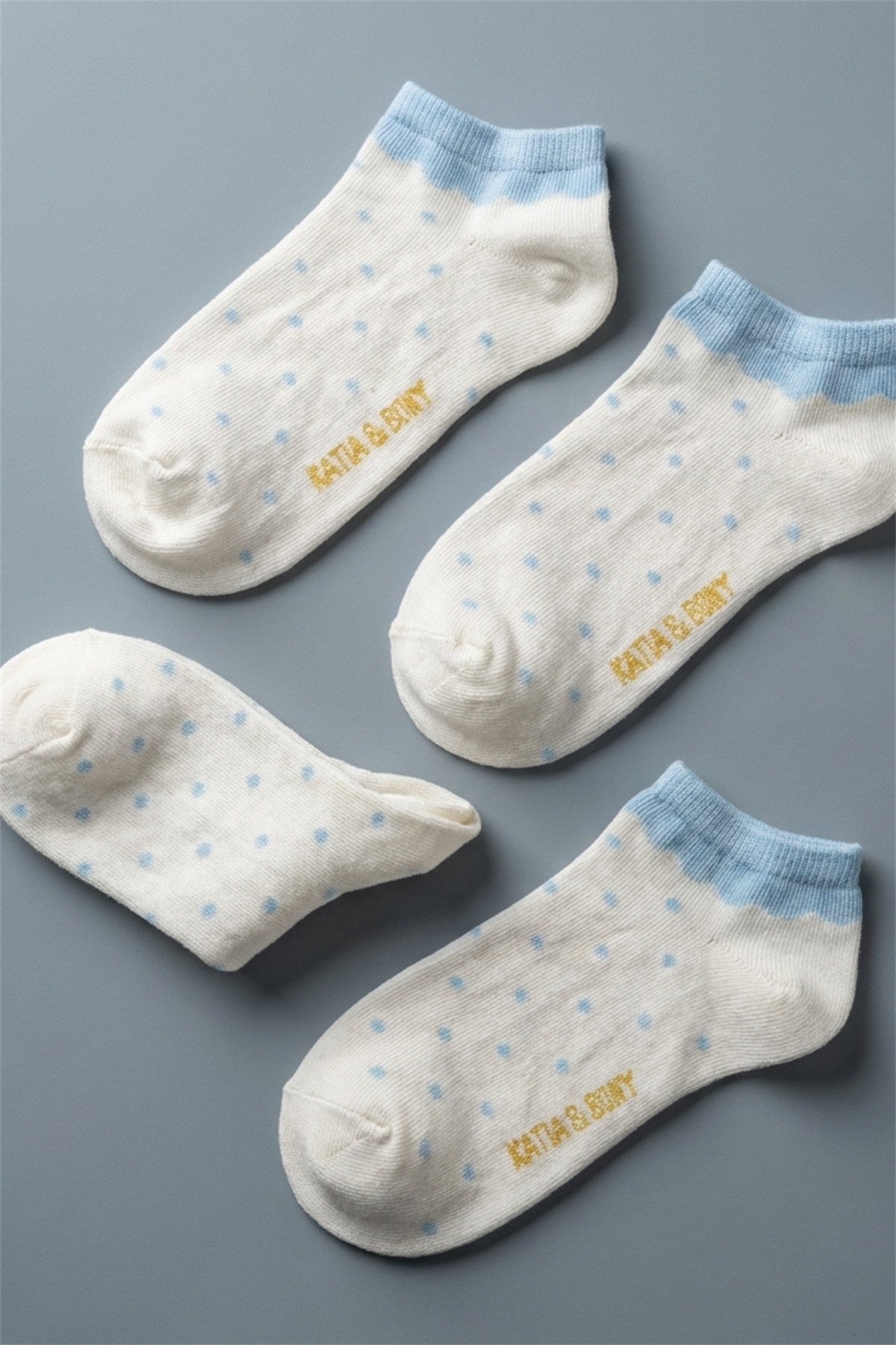 Polka Dot Patterned Light Blue Childrens Step Socks