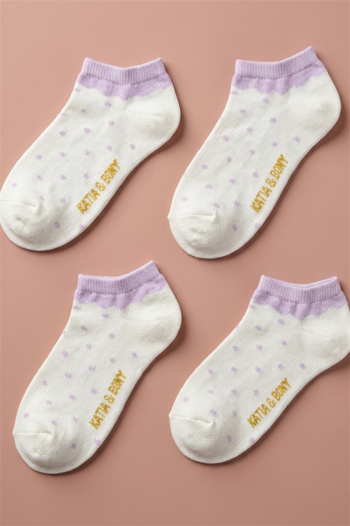 Polka Dot Patterned Lilac Kids Step Socks
