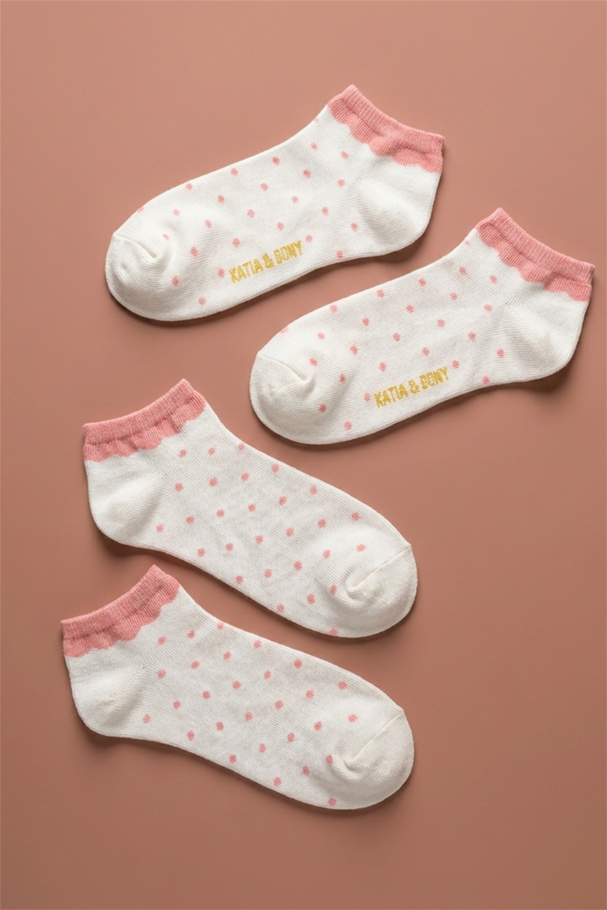 Polka Dot Patterned Pink Childrens Step Socks