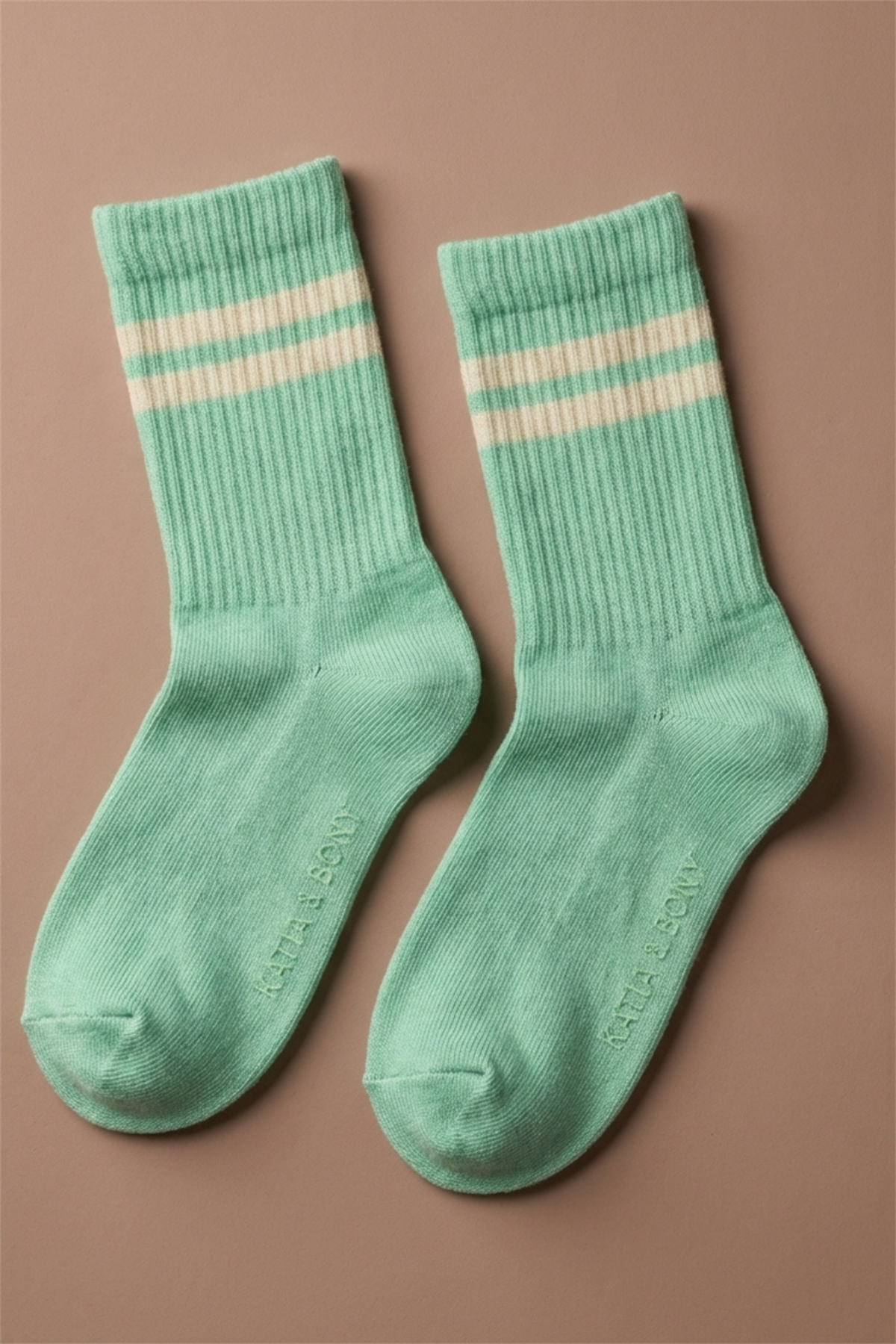 Şerit Desenli Açık Yeşil Çocuk Soket Çorap