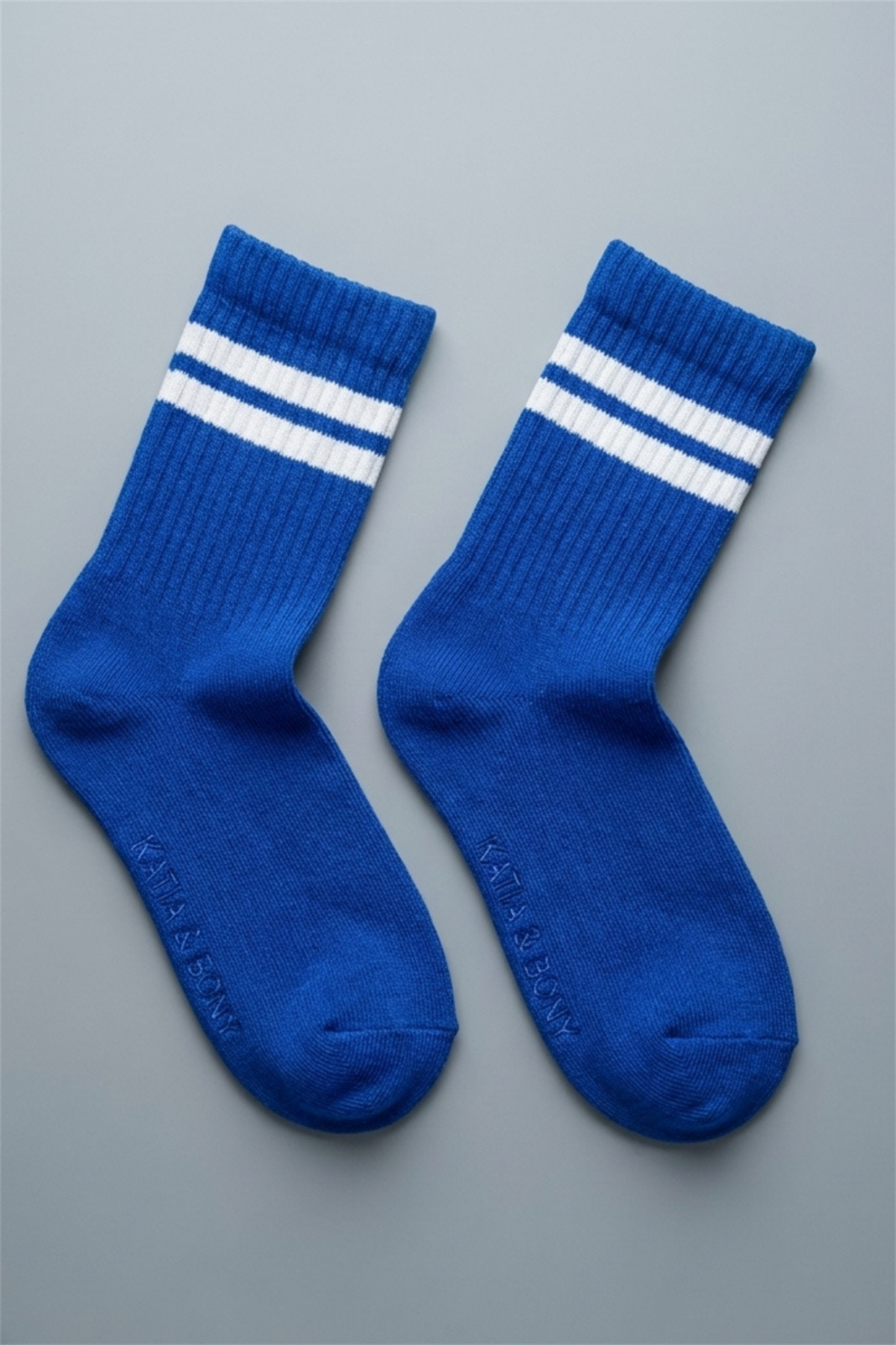 Şerit Desenli Mavi Çocuk Soket Çorap