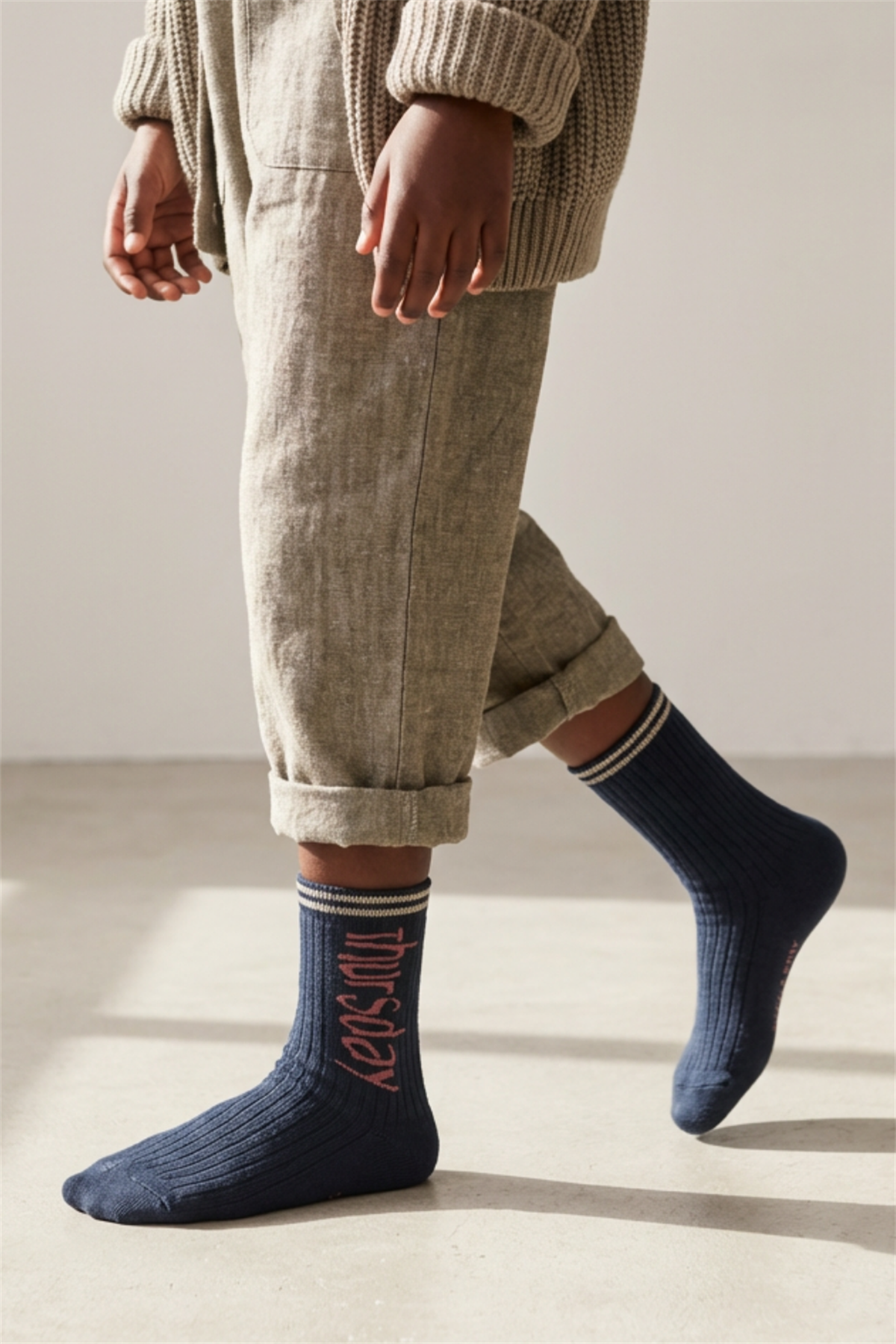 Weekdays Yazılı Lacivert Çocuk Soket Çorap