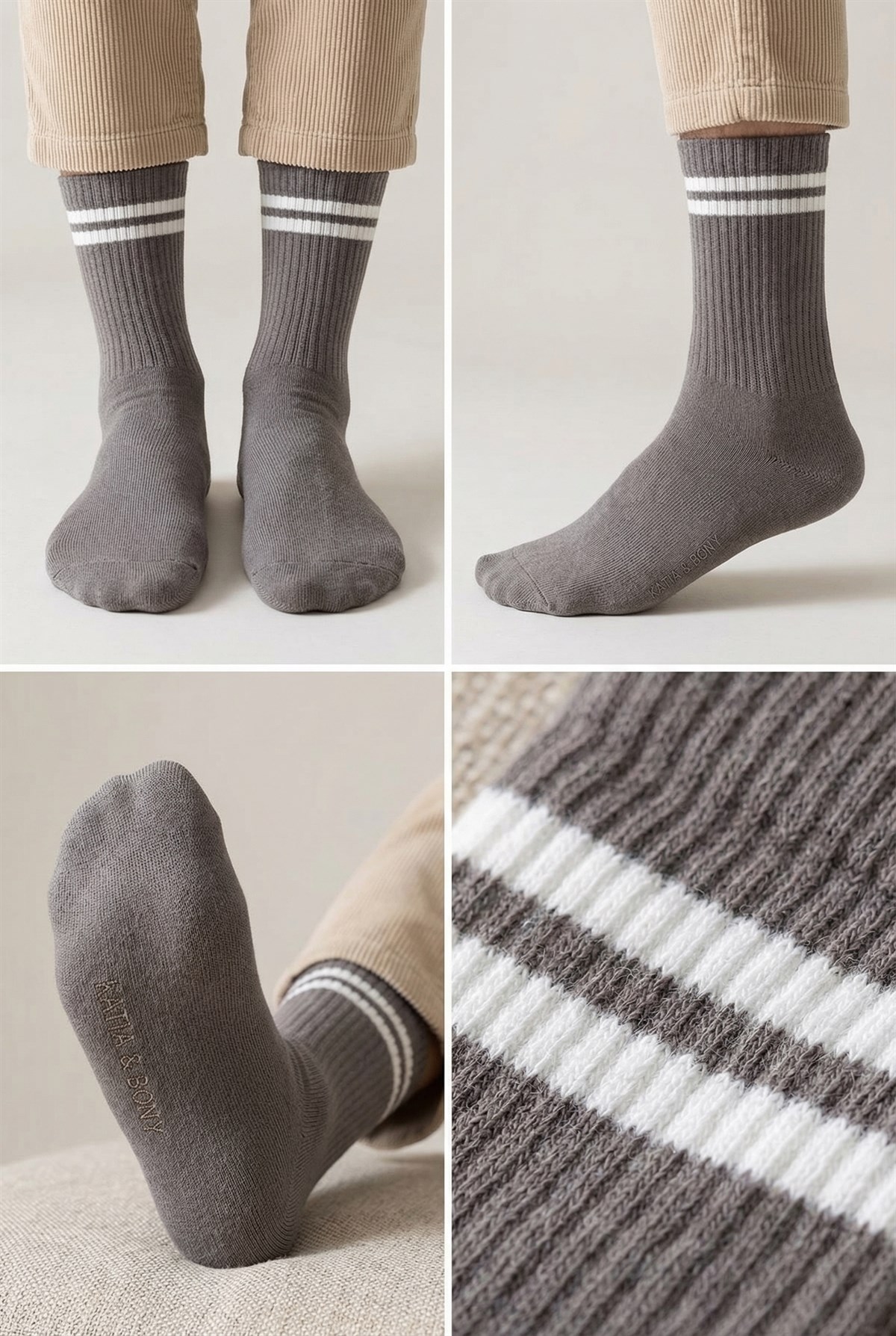 Mens Striped Sock Socks Anthracite