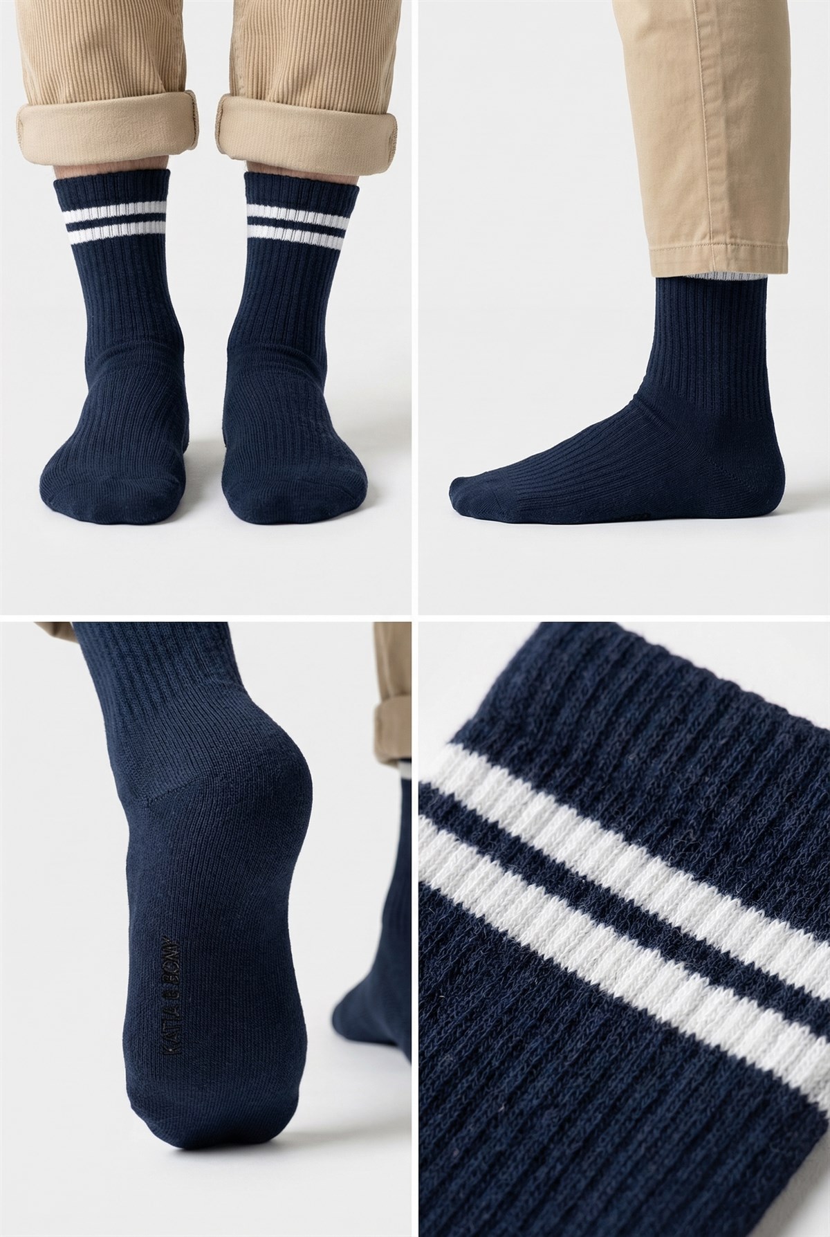 Mens Striped Sock Socks Navy Blue