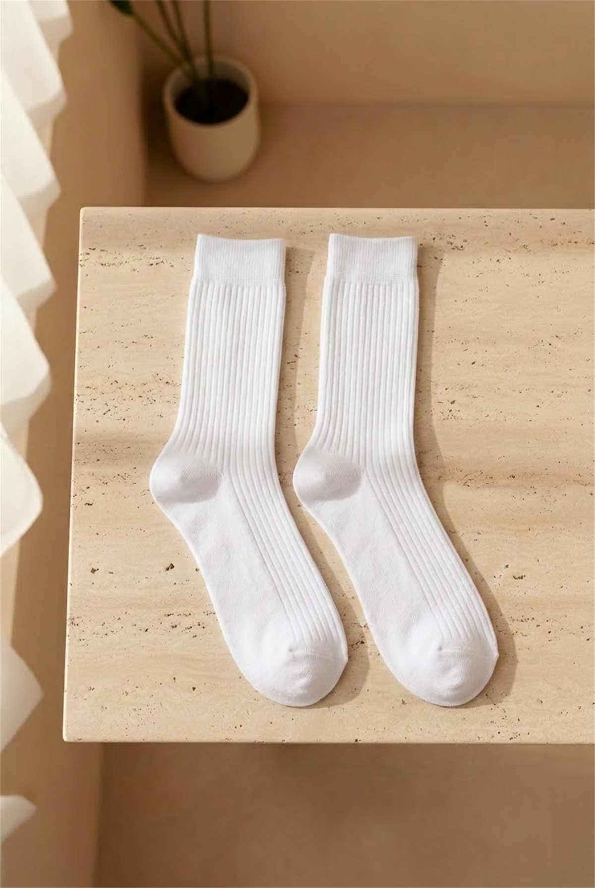 Unisex Basic Beyaz Soket Çorap