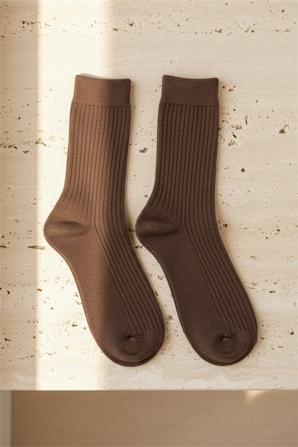 Unisex Basic Kahverengi Soket Çorap 