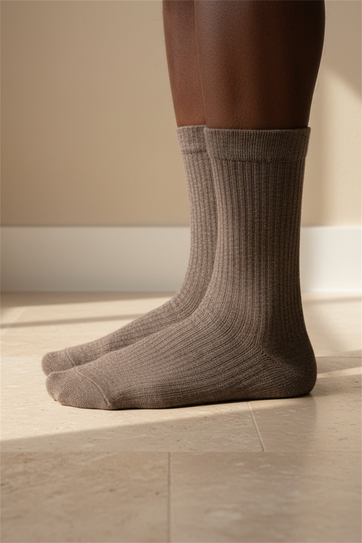 Unisex Basic Kahverengi Soket Çorap 