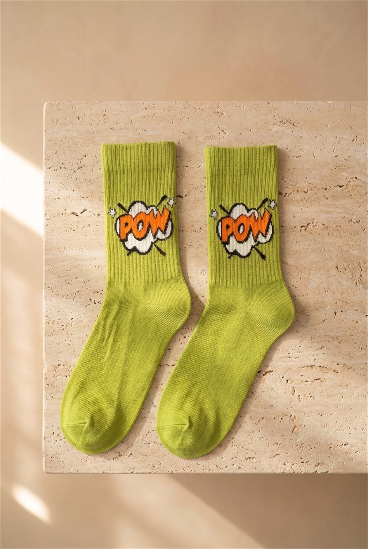 Unisex Desenli Yeşil Soket Çorap