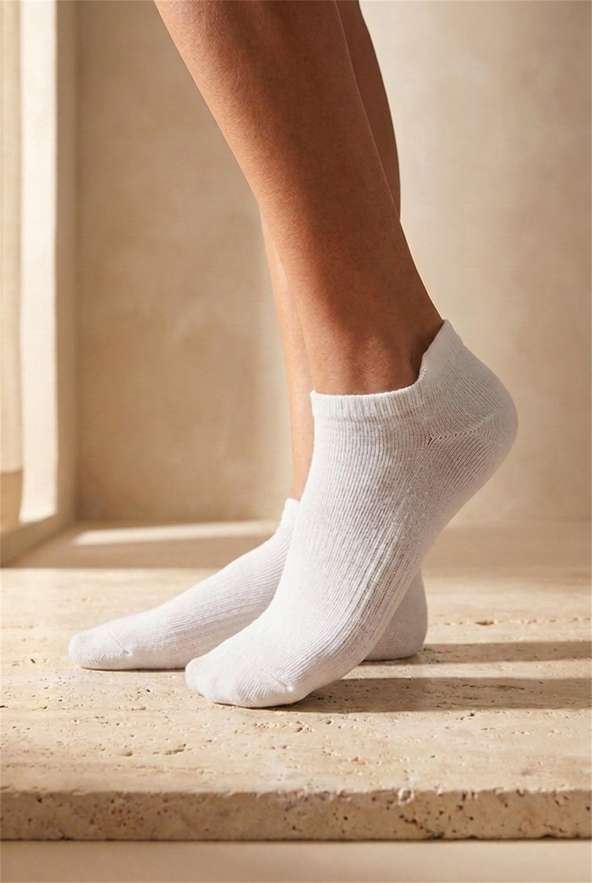 Unisex Sneaker Step Çorap Beyaz