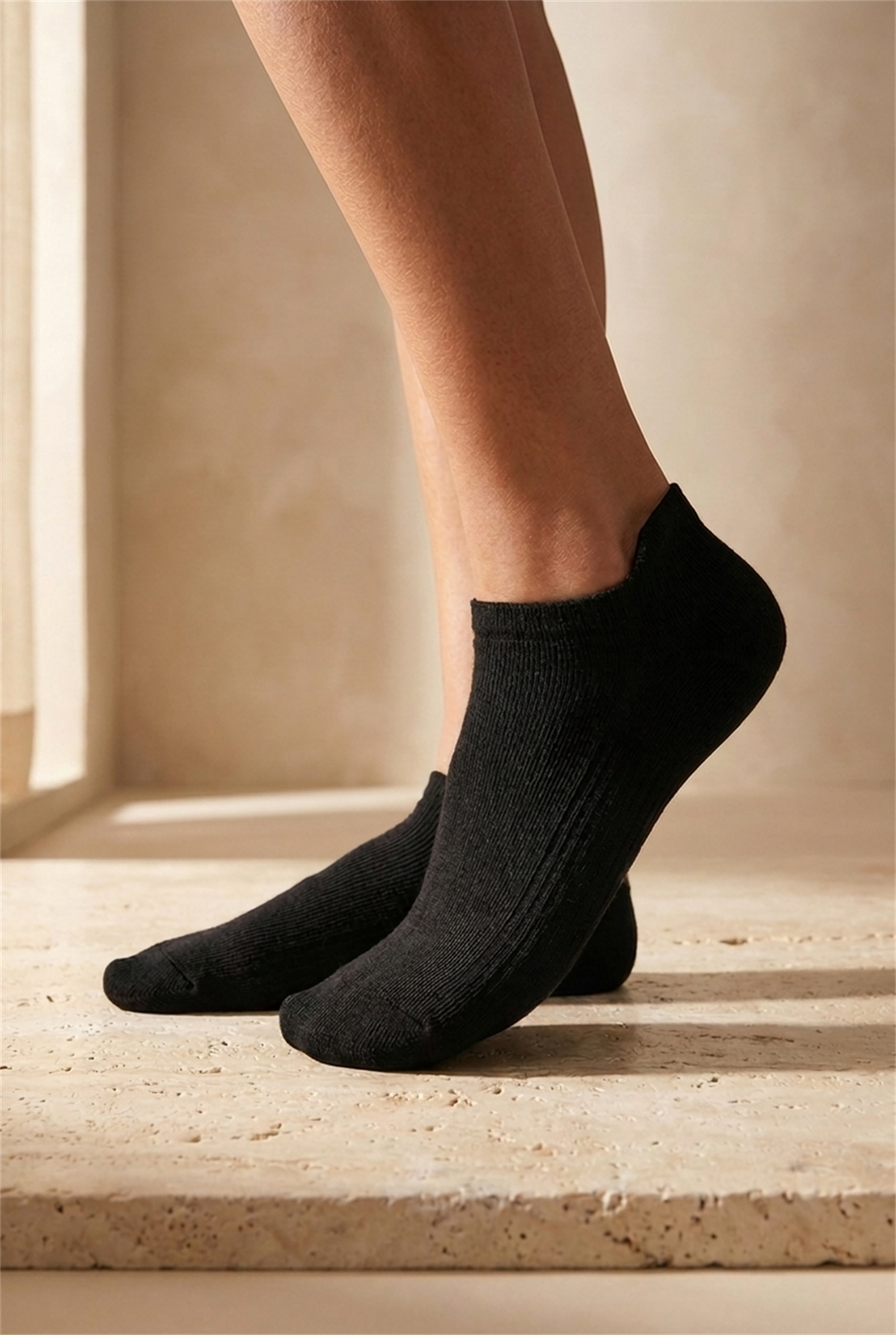 Unisex Sneaker Step Çorap Siyah