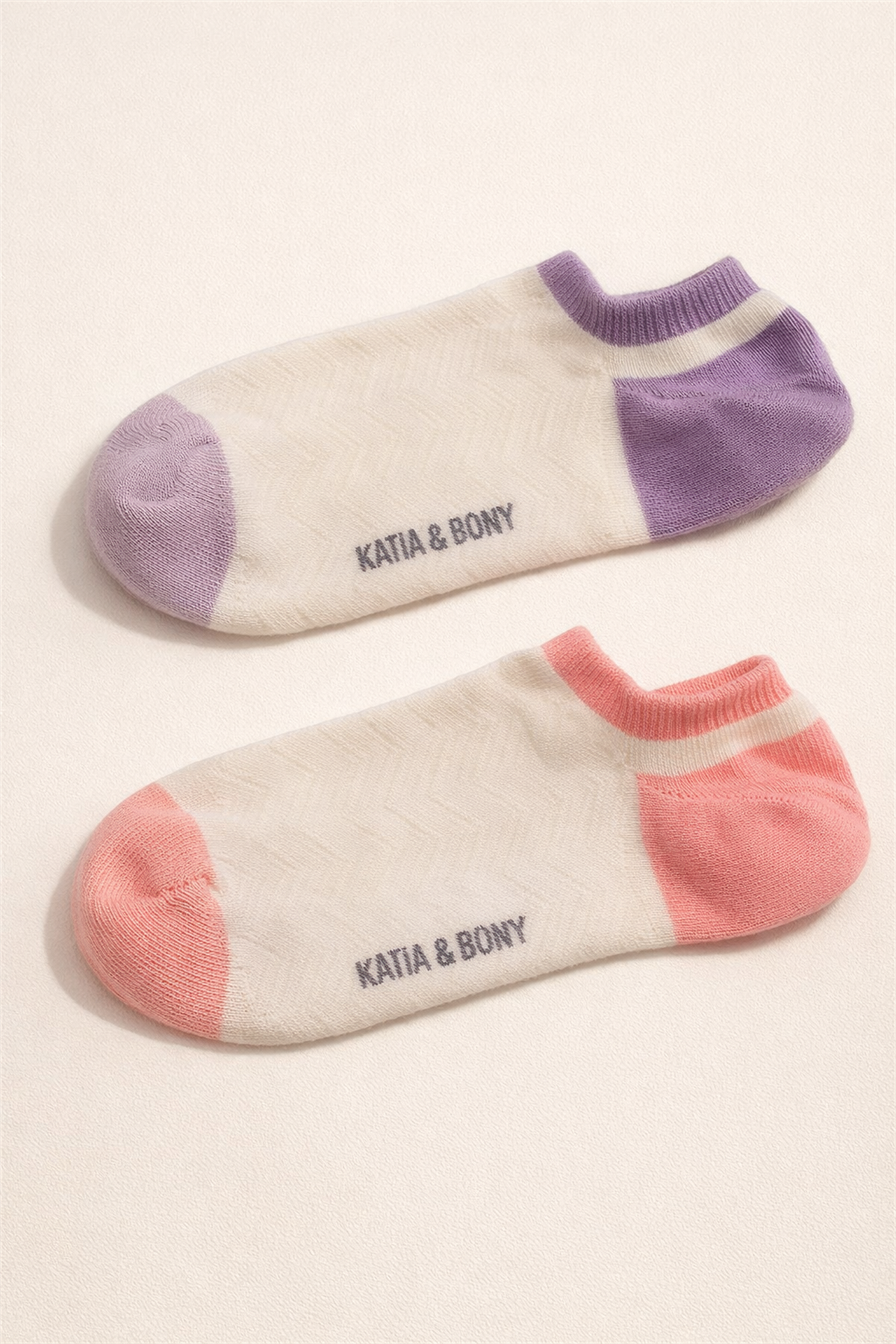 Kadın 2li Kendinden Desenli Görünmez Çorap