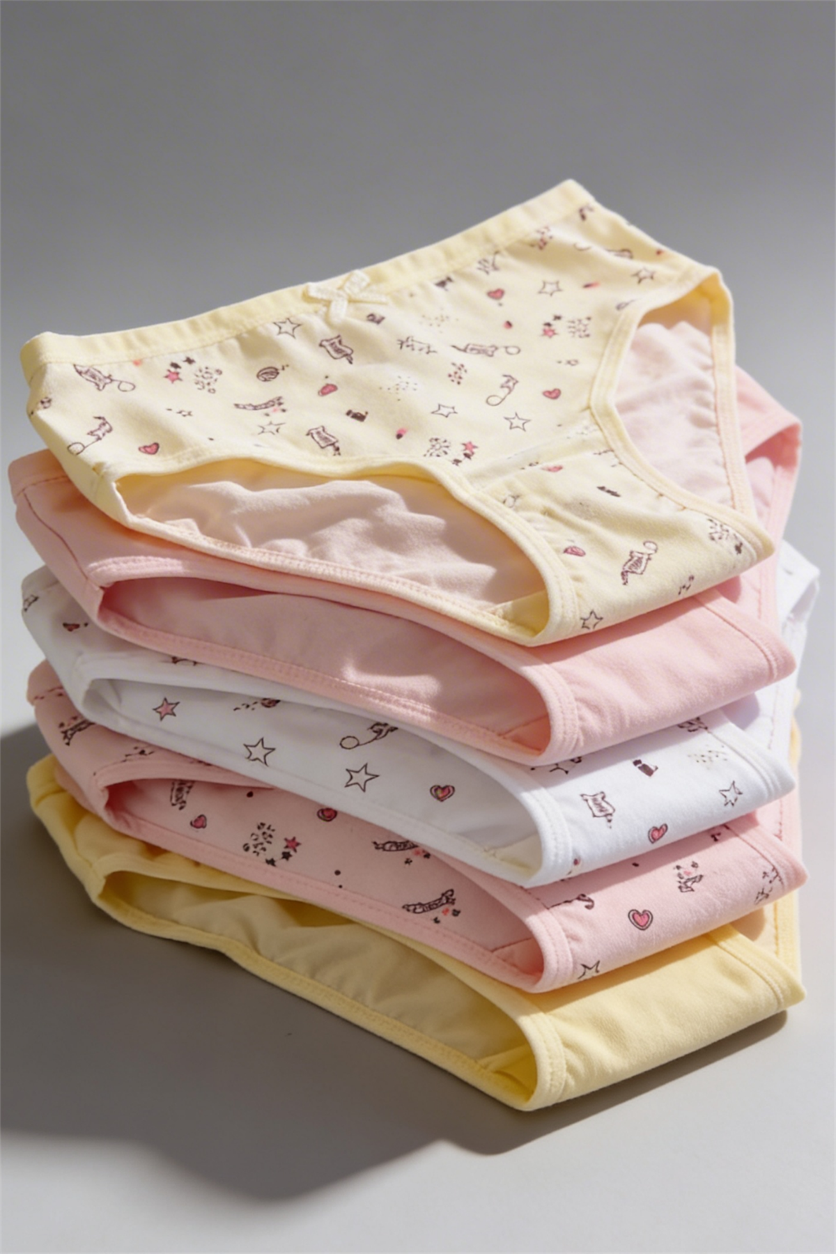 Pack Of 5 Patterned Girls Slips Multi Color