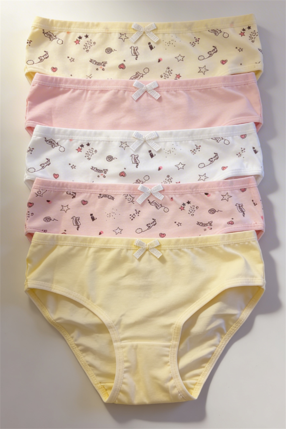 Pack Of 5 Patterned Girls Slips Multi Color