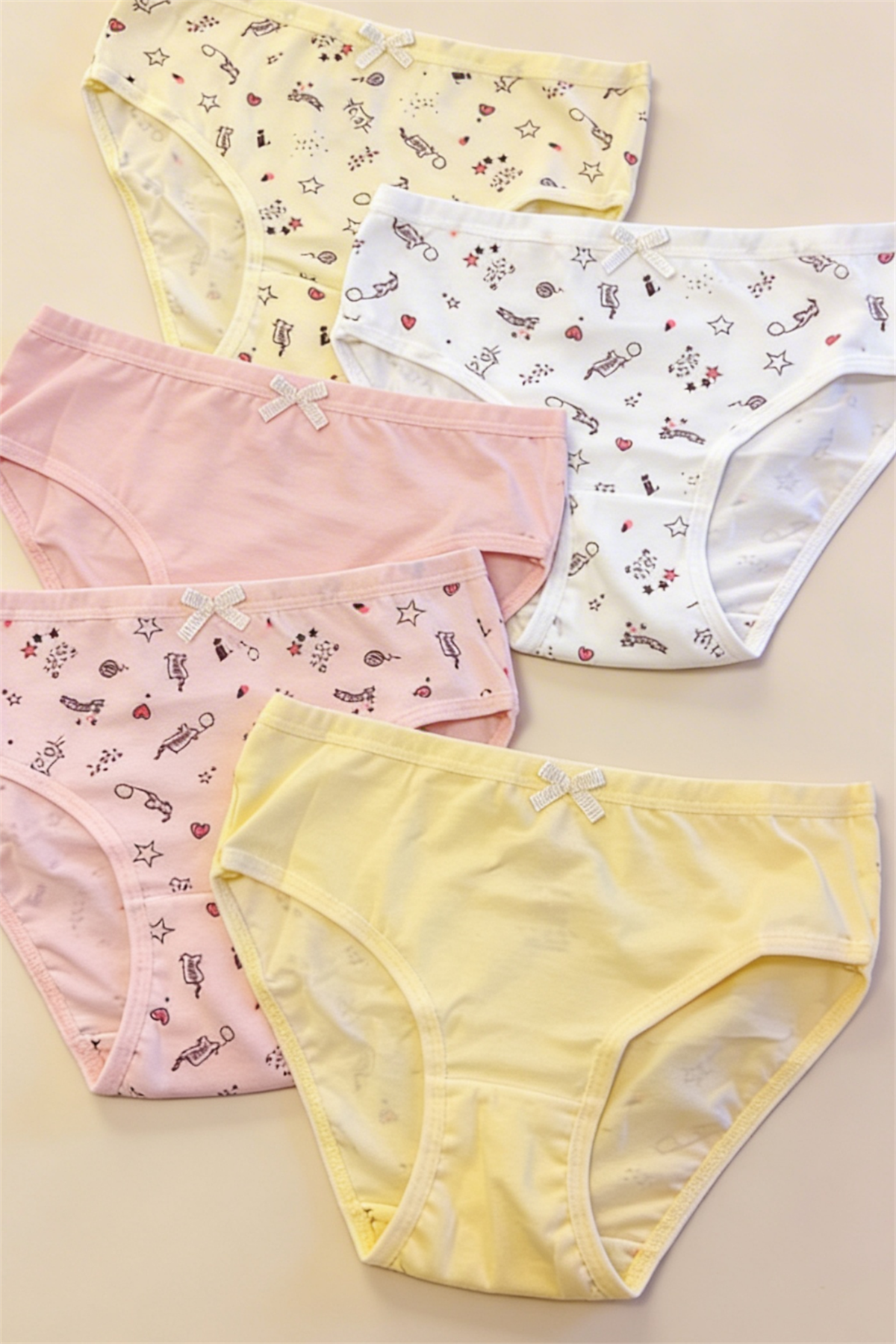 Pack Of 5 Patterned Girls Slips Multi Color