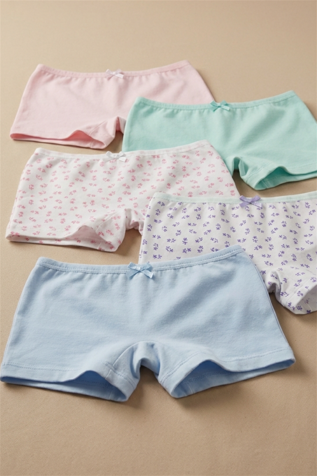 Pack Of 5 Flower Patterned Girls Boxers Multi Color