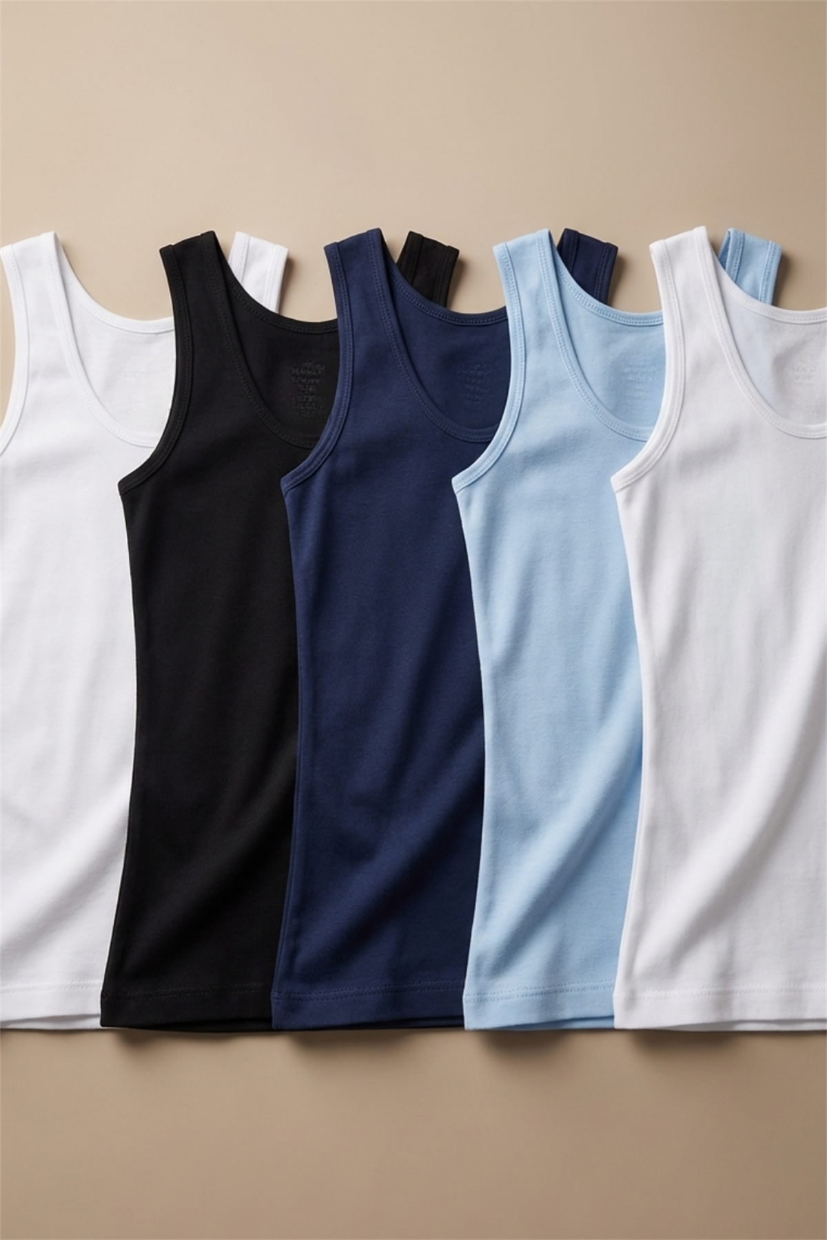 5 Pack Basic Thick Strap Girls Undershirt Multi Color