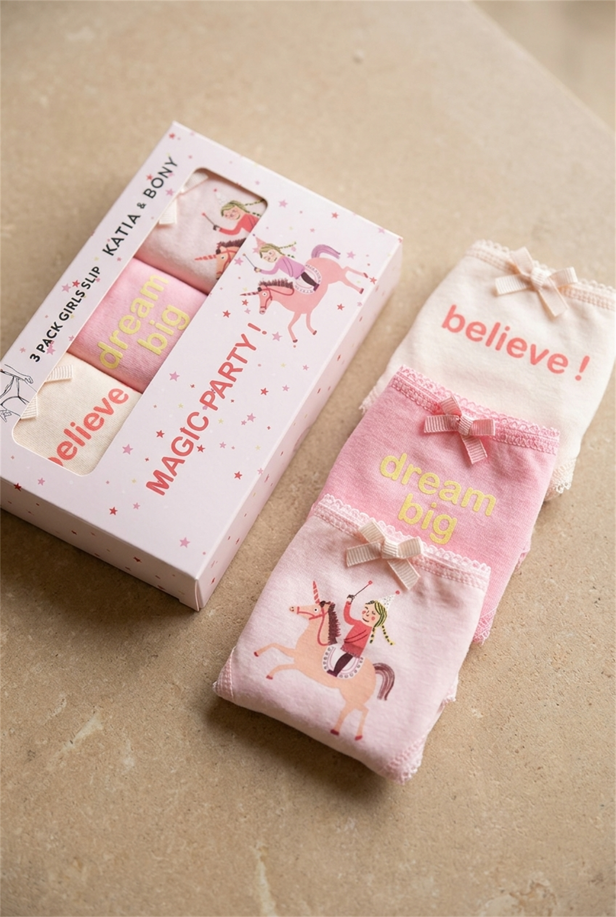 3Pck Unıcorn Gırl Boxed Slıp Pink