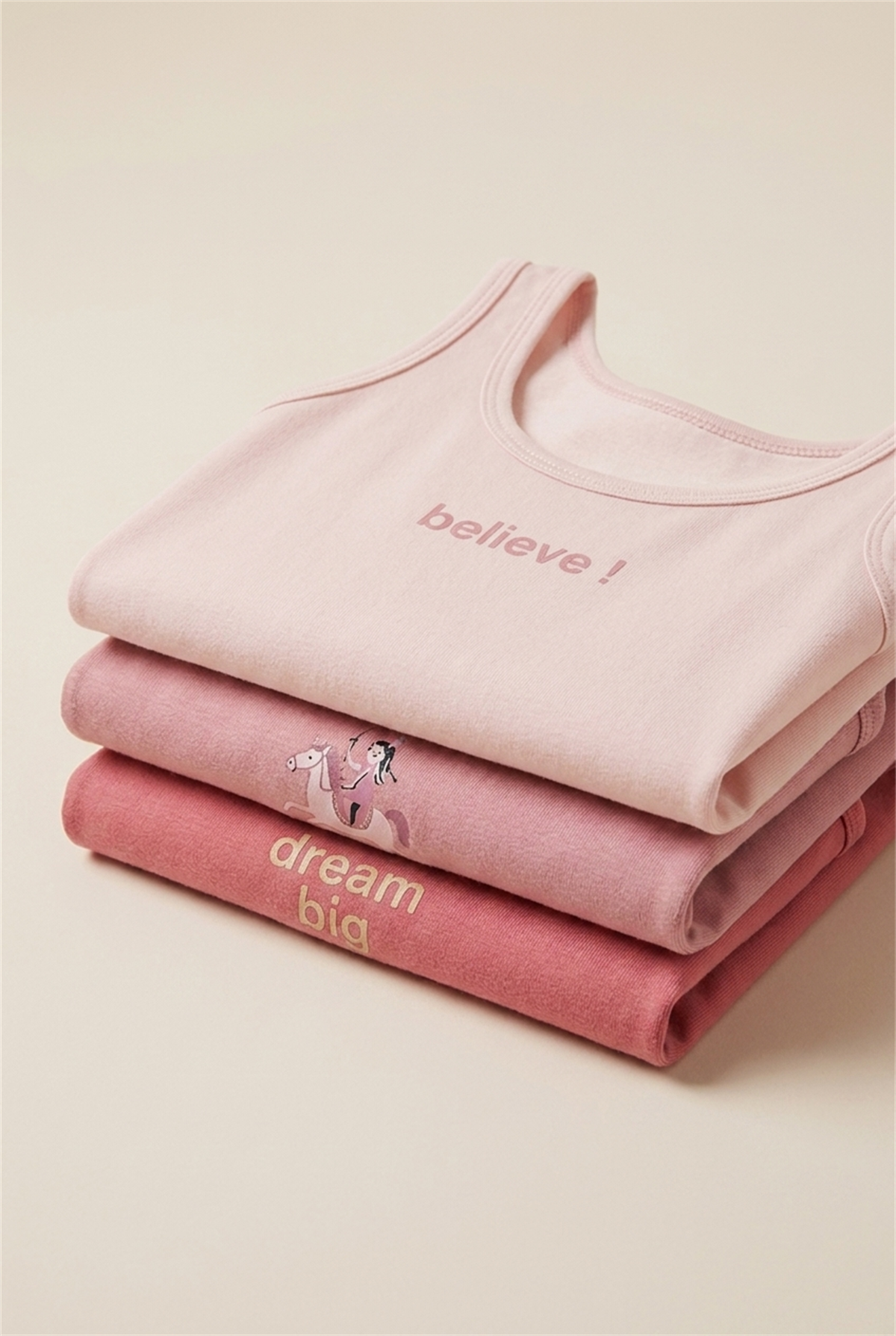 3lü Paket Unicorn Kız Çocuk Kutulu Atlet Pembe