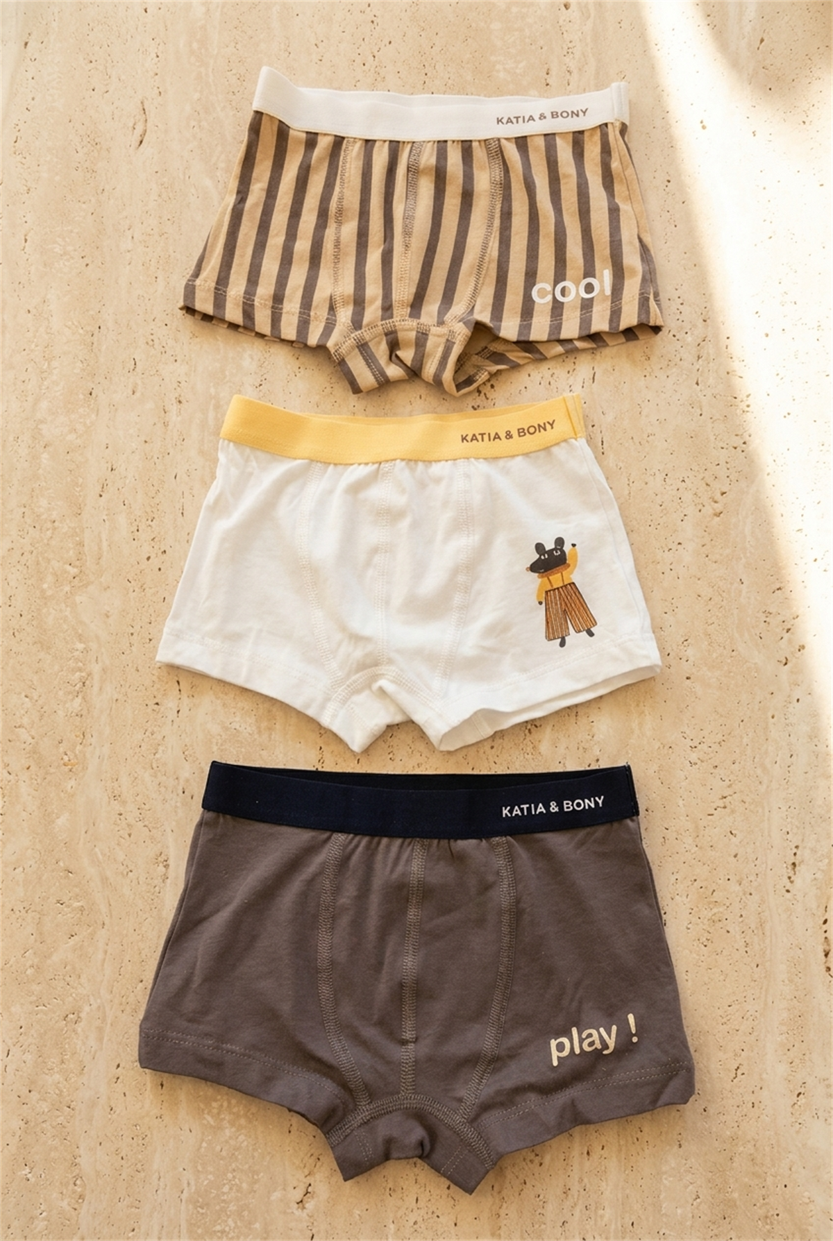 3Pck Mouse Patterned Boys Boxer Wıth Box Brown