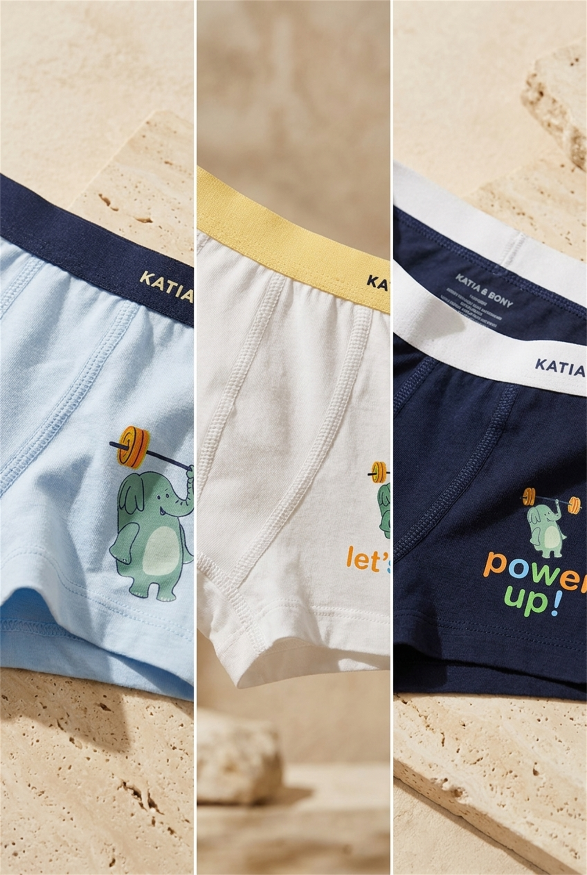 3Pck Elephant Patterned Boys Boxer Wıth Box Navy Blue