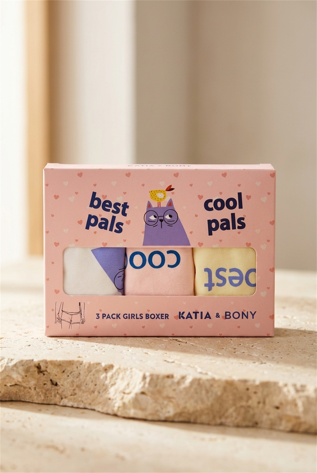 3Pck Gırl Boxer Wıth Cat Boxer Pink