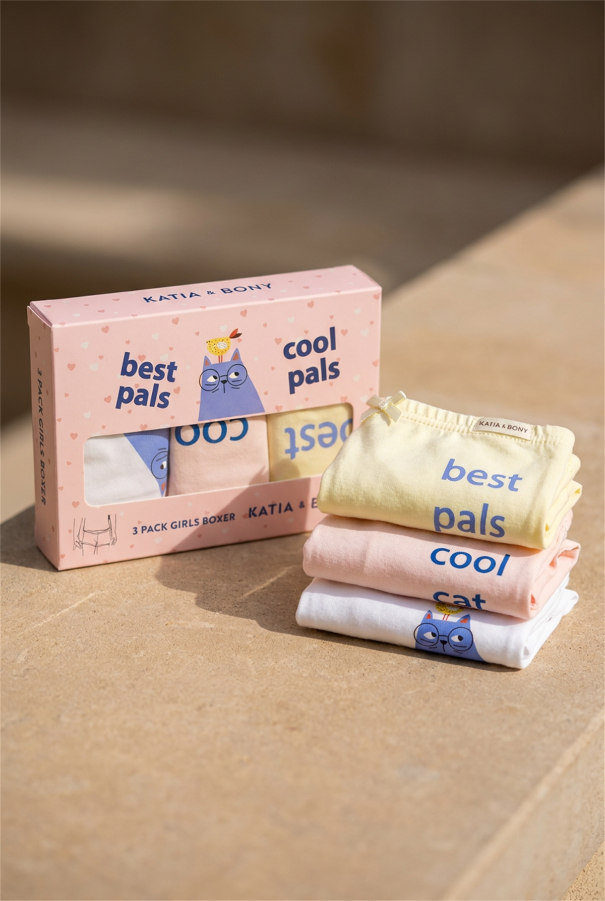 3Pck Gırl Boxer Wıth Cat Boxer Pink