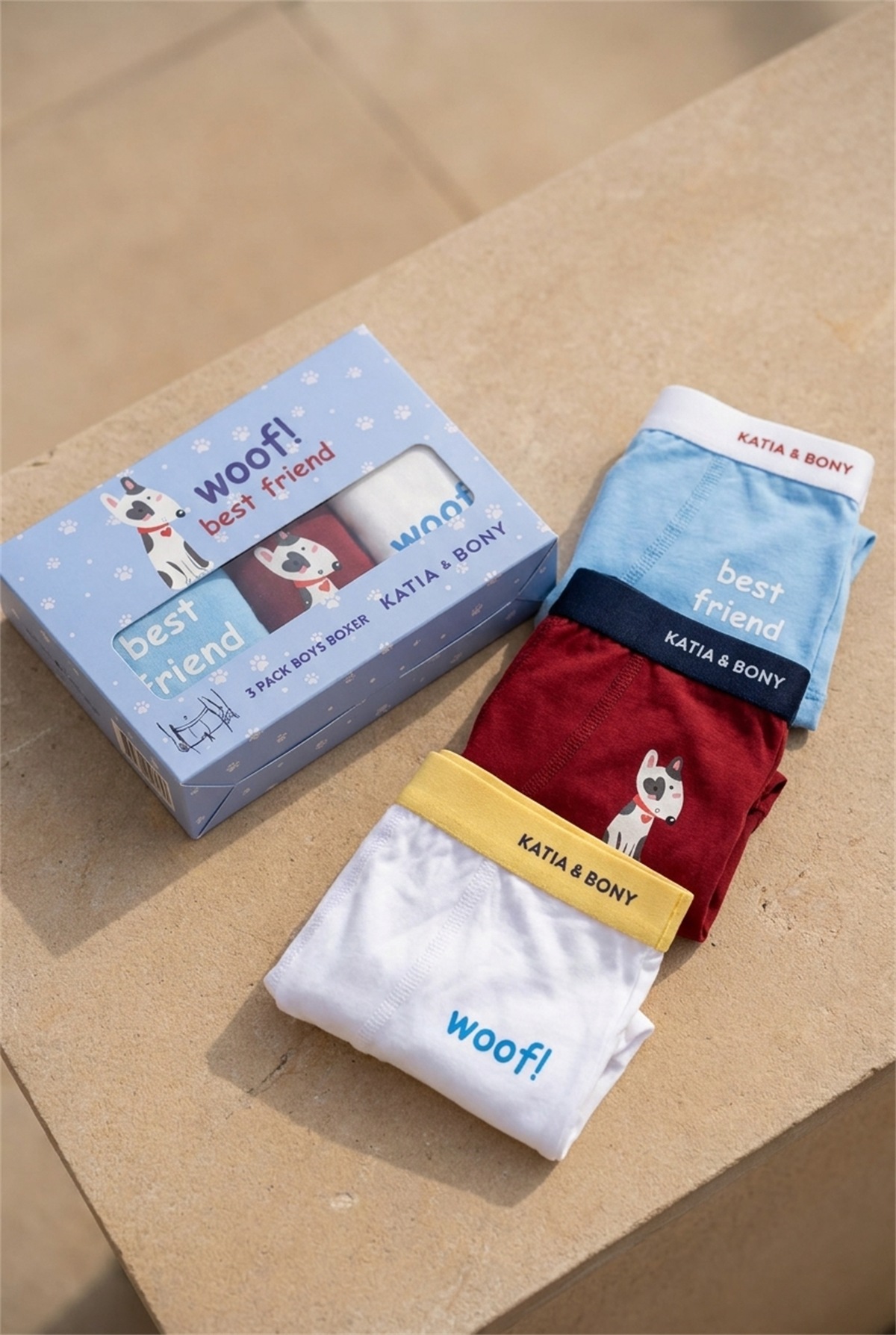 3Pck Dog Patterned Boys Boxer Wıth Box Red