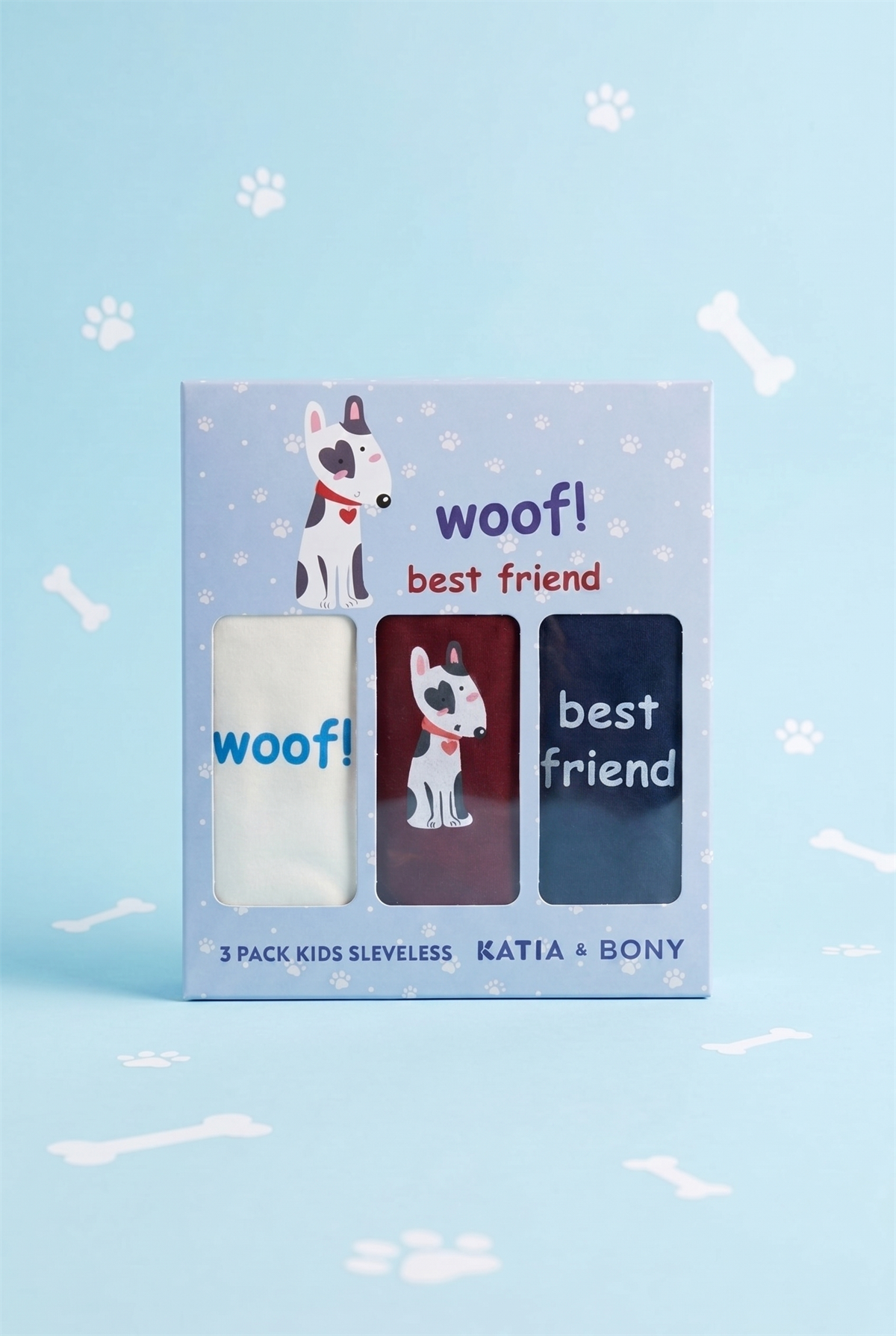 3lü Paket Köpek Desenli Çocuk Kutulu Atlet Kırmızı