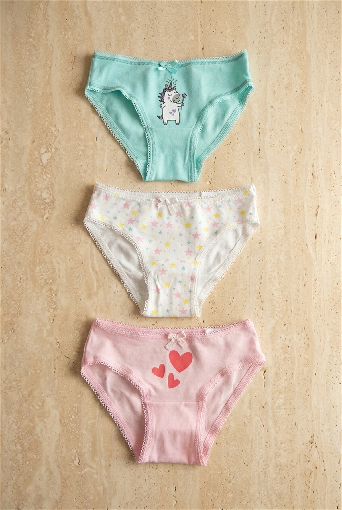3Pck Patterned Gırls Slıp Wıth Box Green