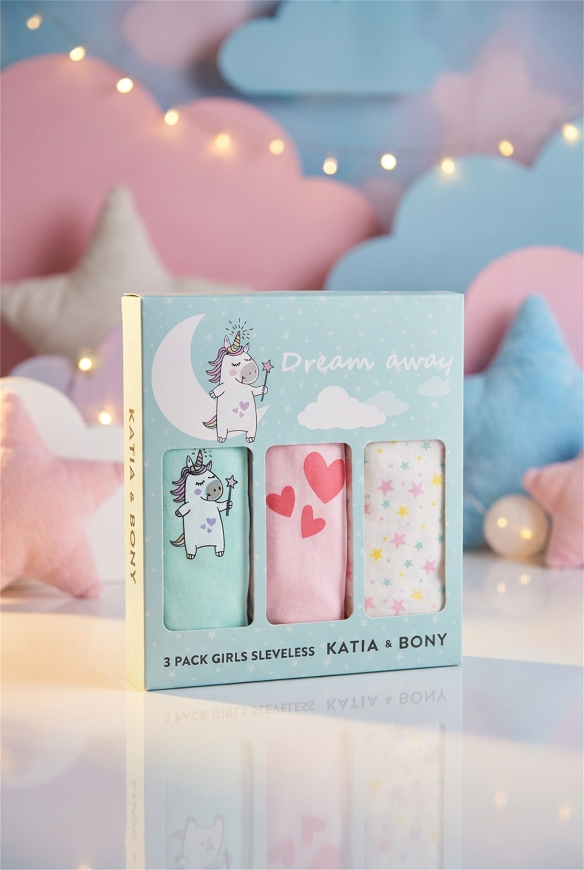 3lü Paket Desenli Kız Çocuk Kutulu Atlet Yeşil