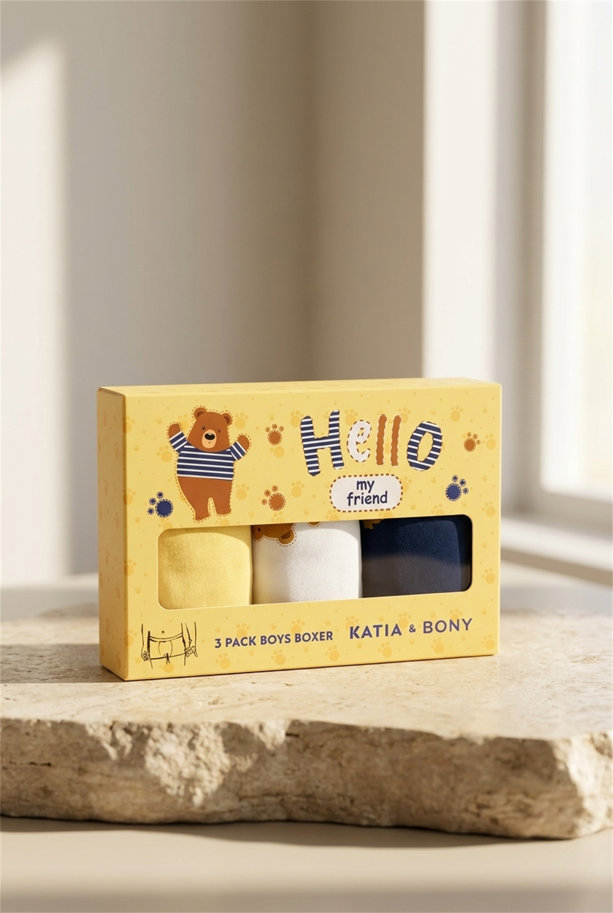 3Pck Teddy Boy Boxer Wıth Box Yellow
