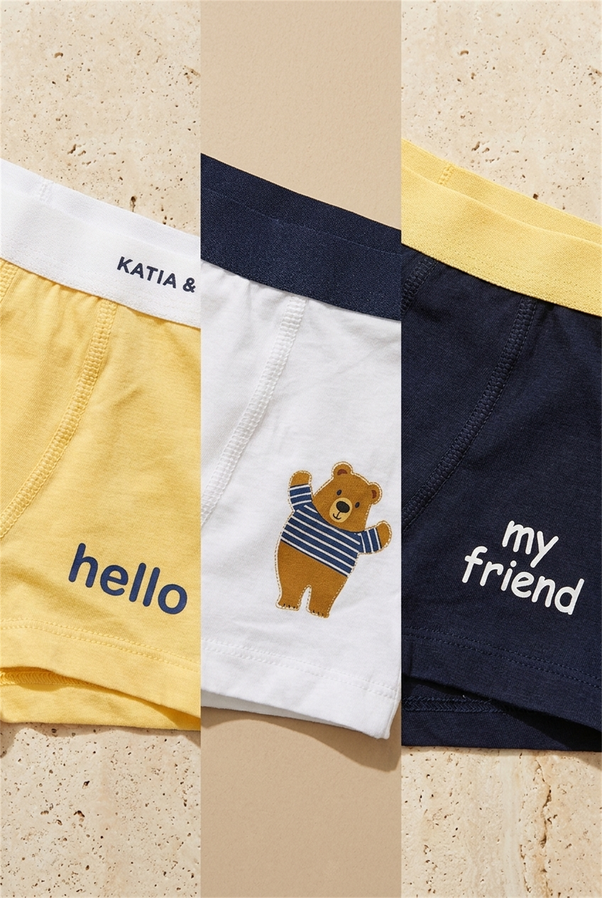 3Pck Teddy Boy Boxer Wıth Box Yellow