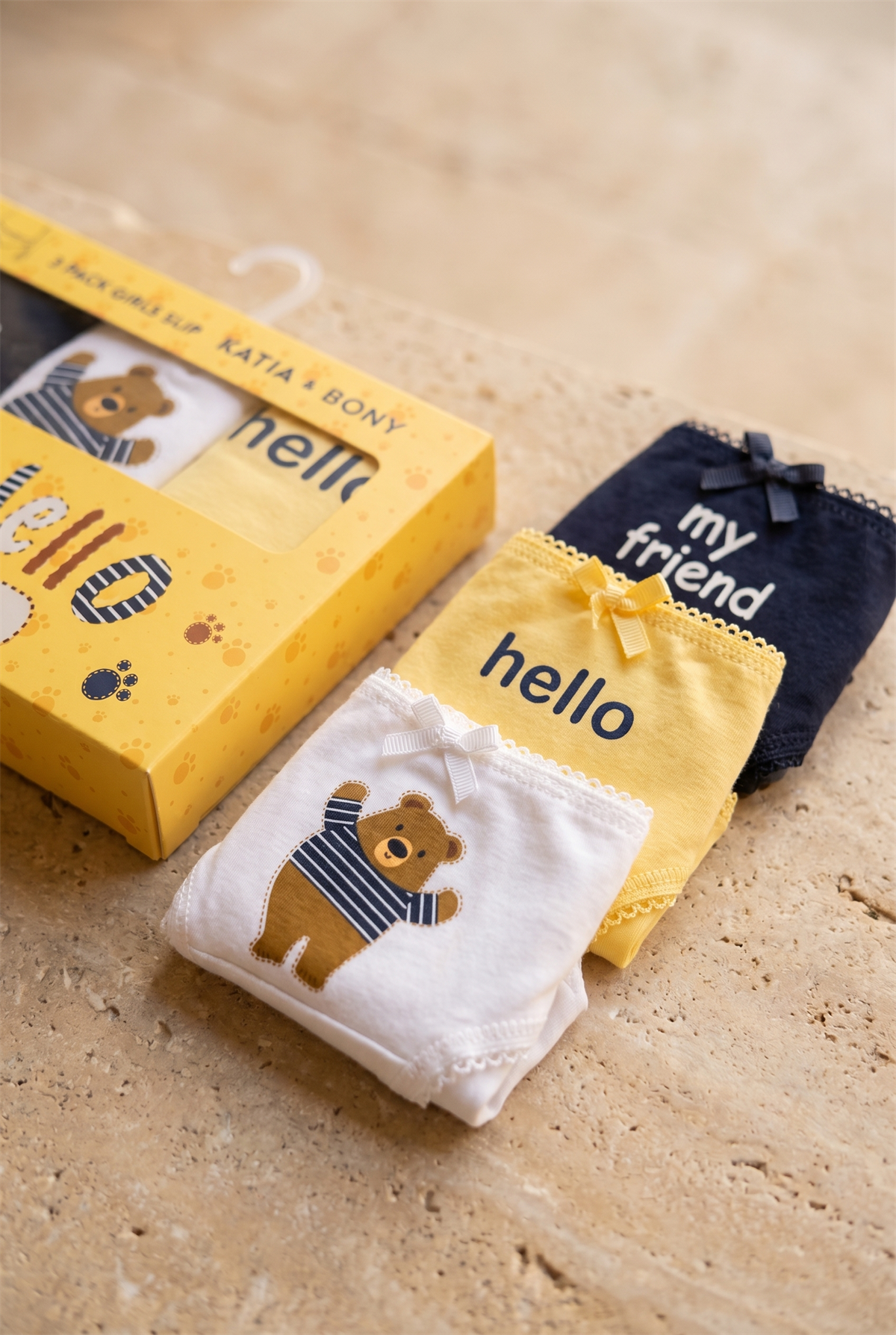 Kız Çocuk Teddy Baskılı Kutulu 3lü Slip