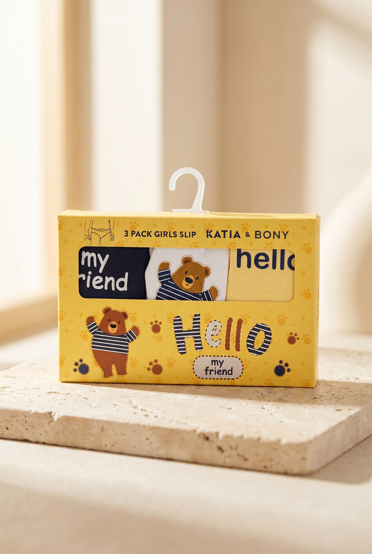Kız Çocuk Teddy Baskılı Kutulu 3lü Slip