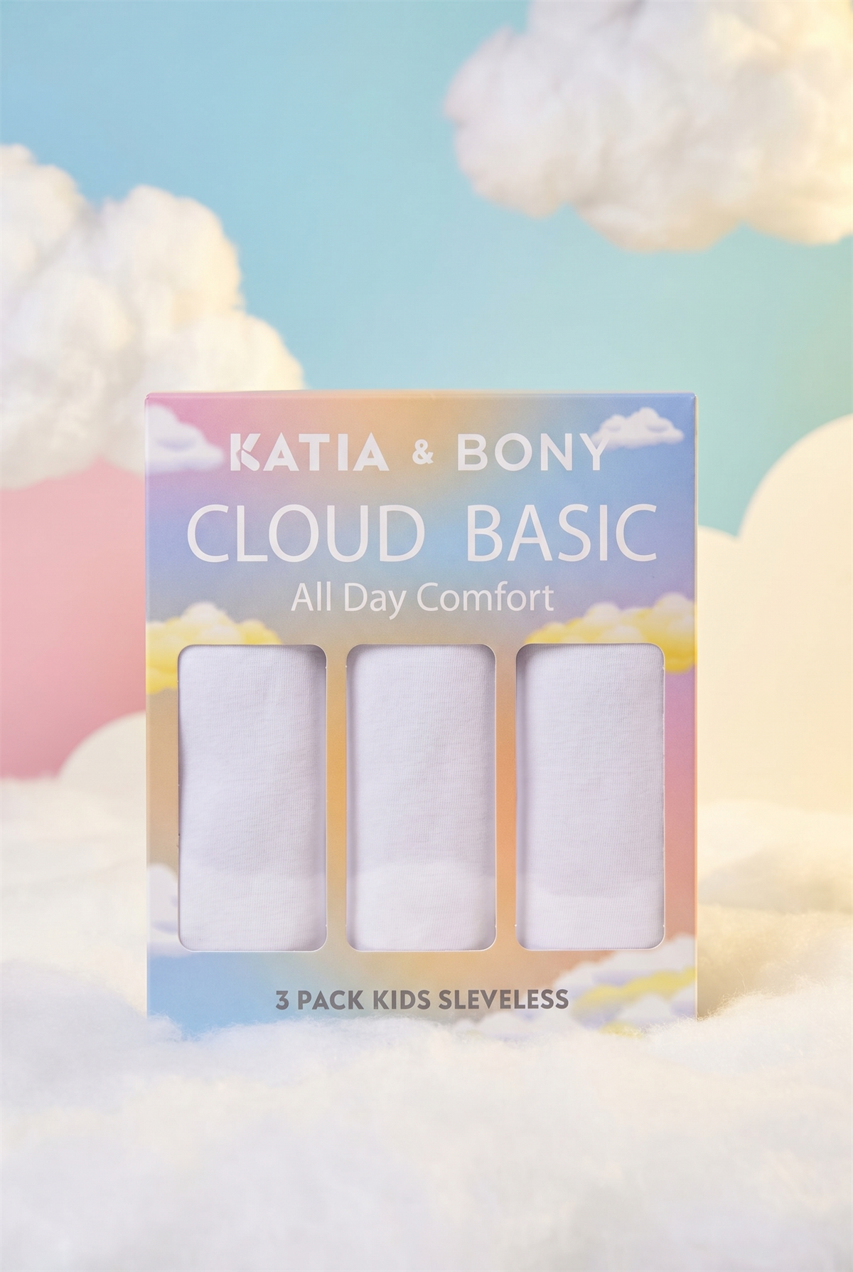 3lü Paket Basic Kutulu Çocuk Atlet Beyaz