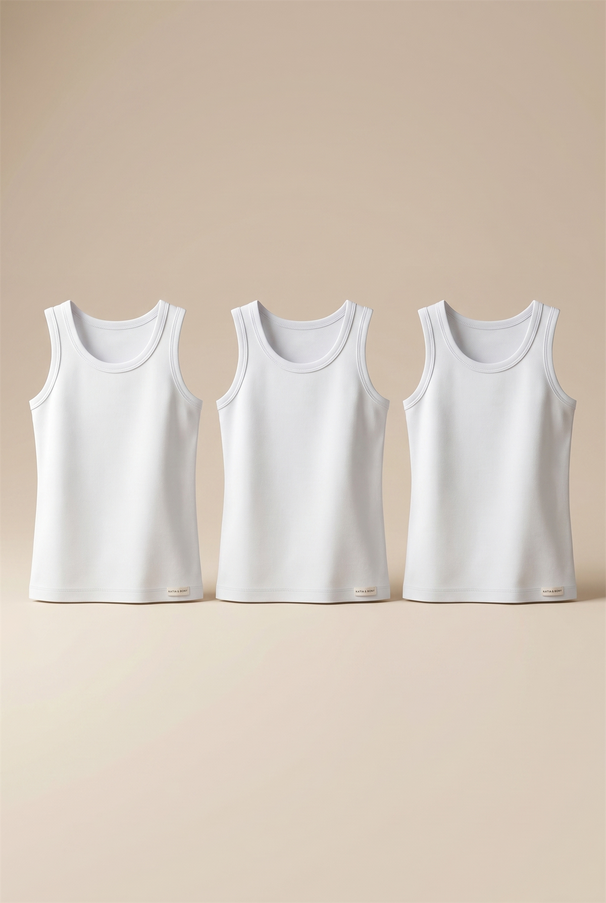 3lü Paket Basic Kutulu Çocuk Atlet Beyaz