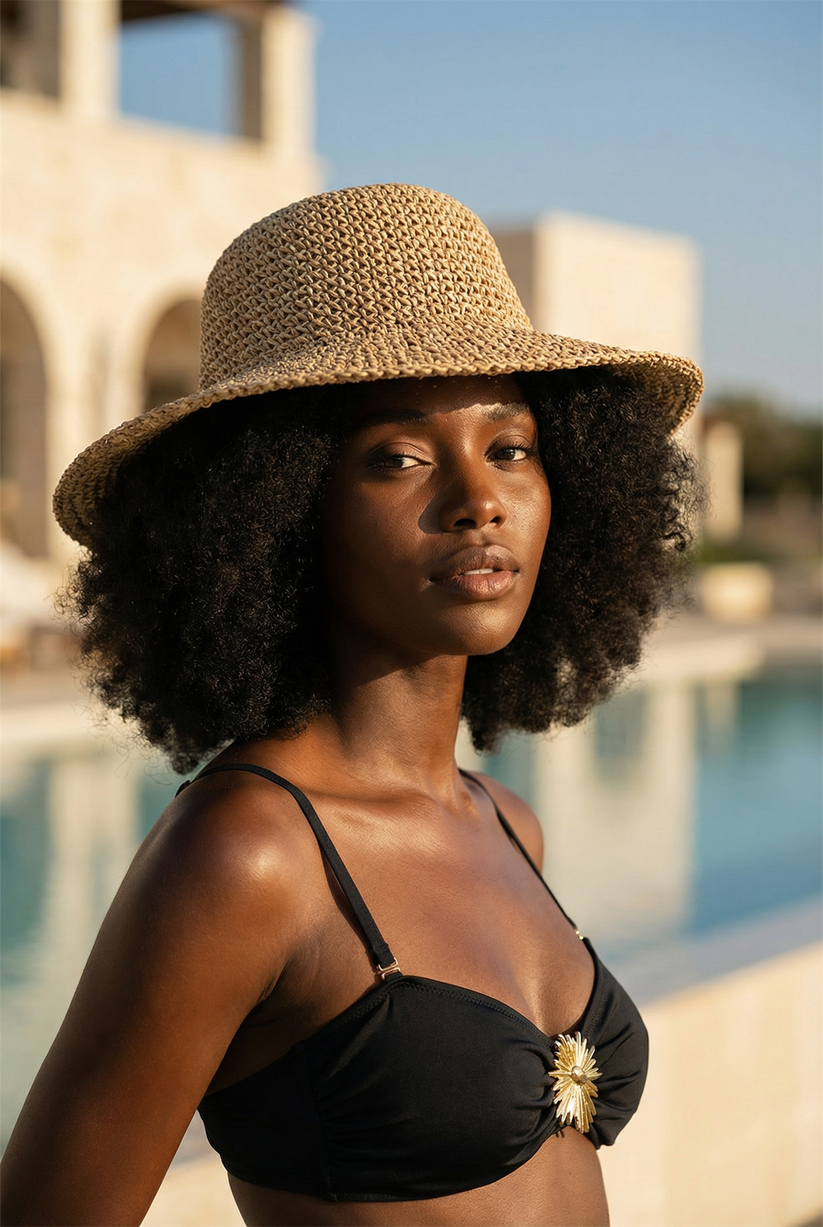 Womens Braided Straw Hat Camel