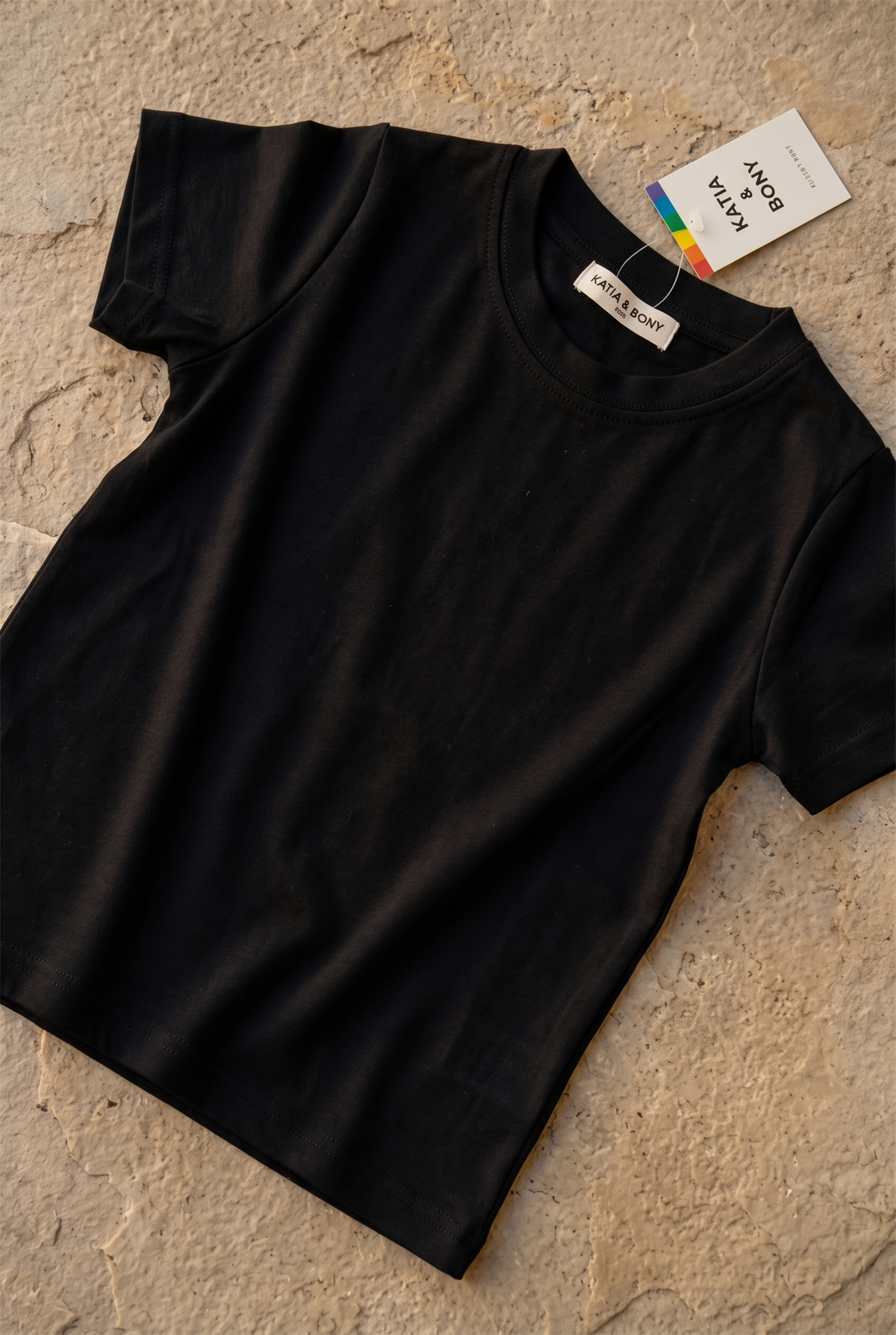 Çocuk Modal Kısa Kollu Siyah T-shirt