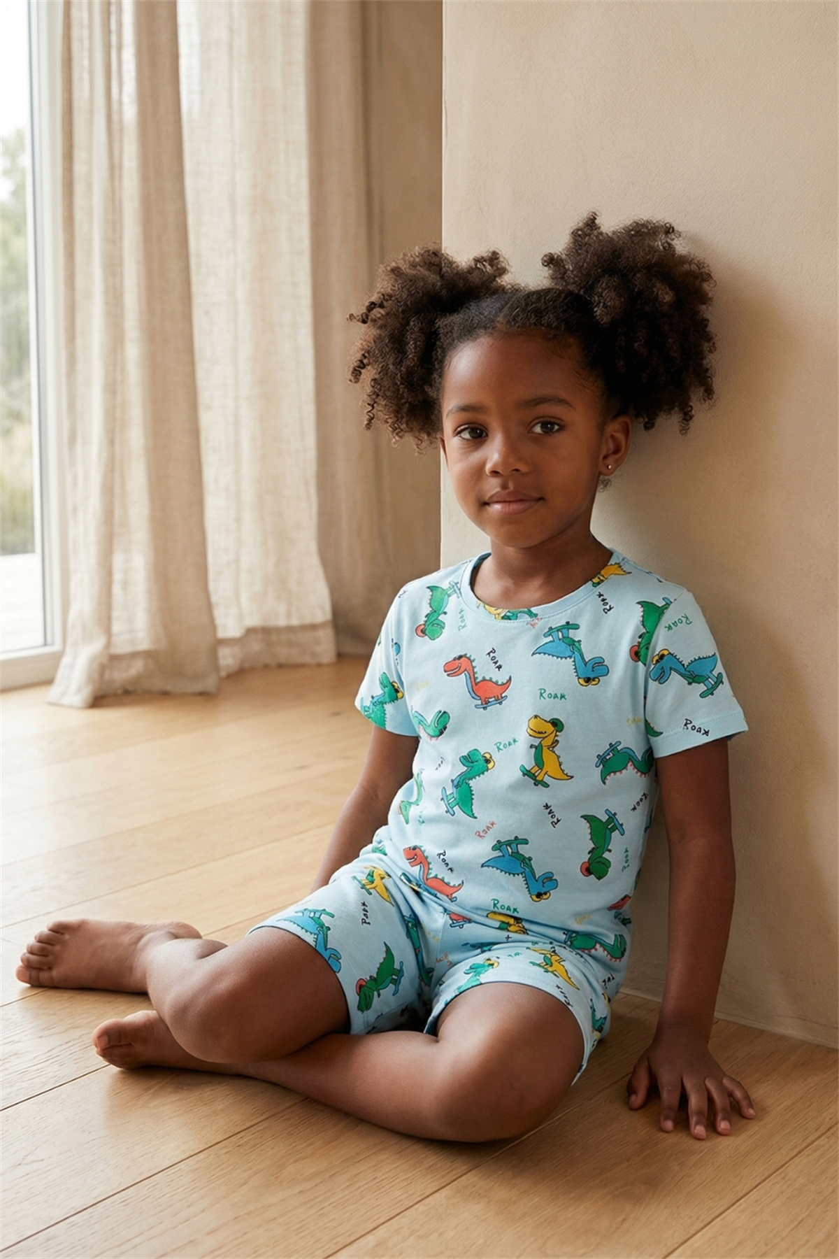 Dinosaur Patterned Childrens Shorts Set