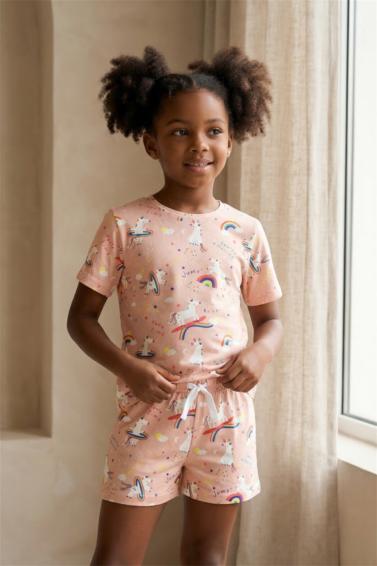 Unicorn Desenli Çocuk Şort Takım