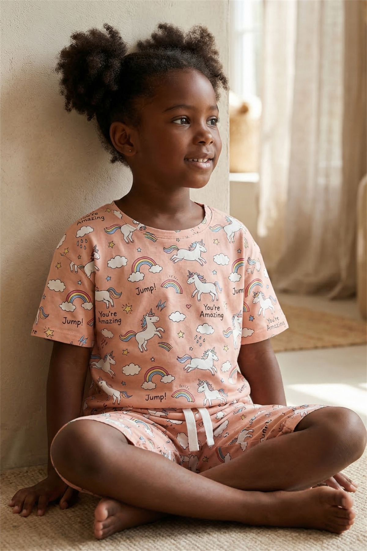 Unicorn Desenli Çocuk Şort Takım