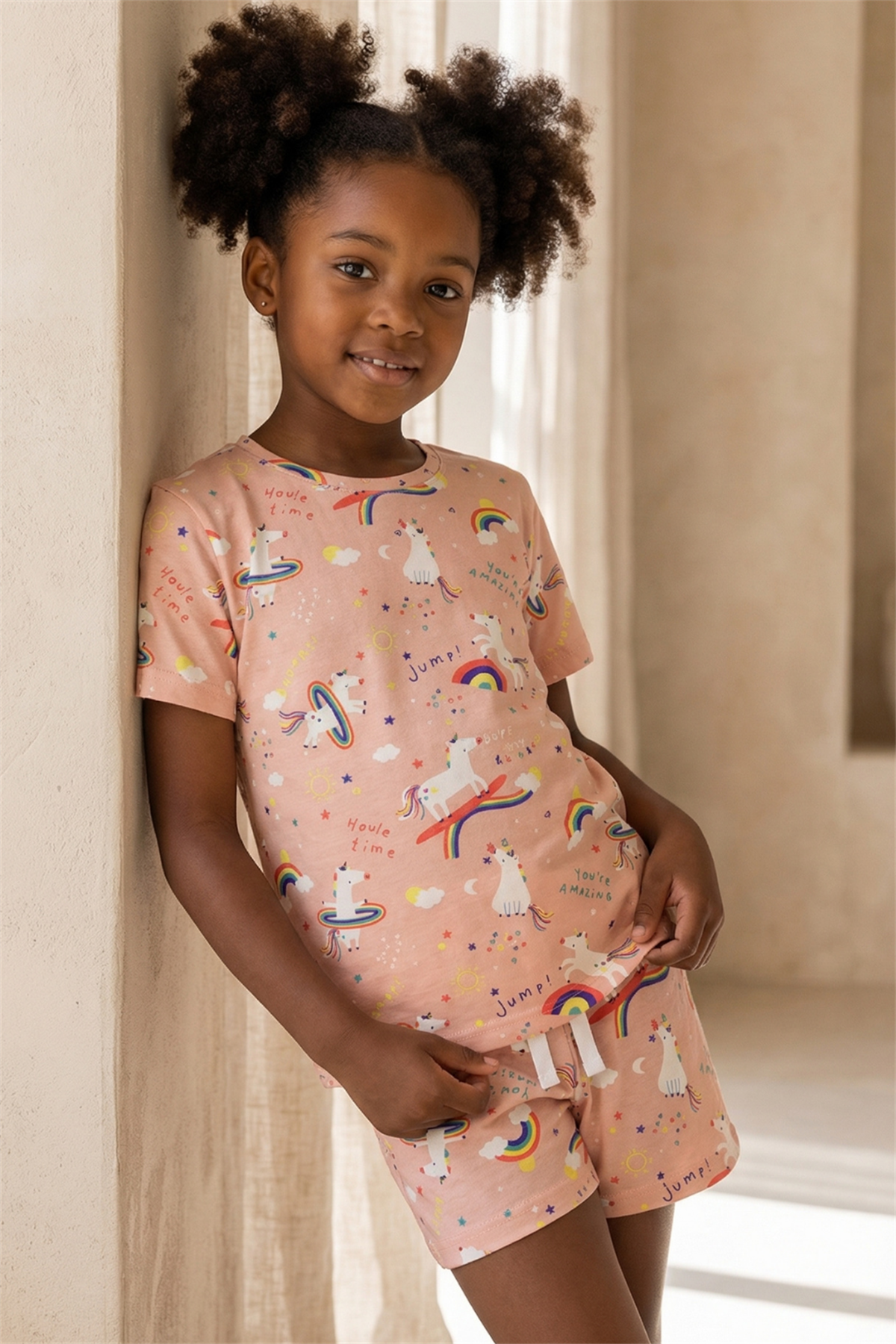 Unicorn Desenli Çocuk Şort Takım
