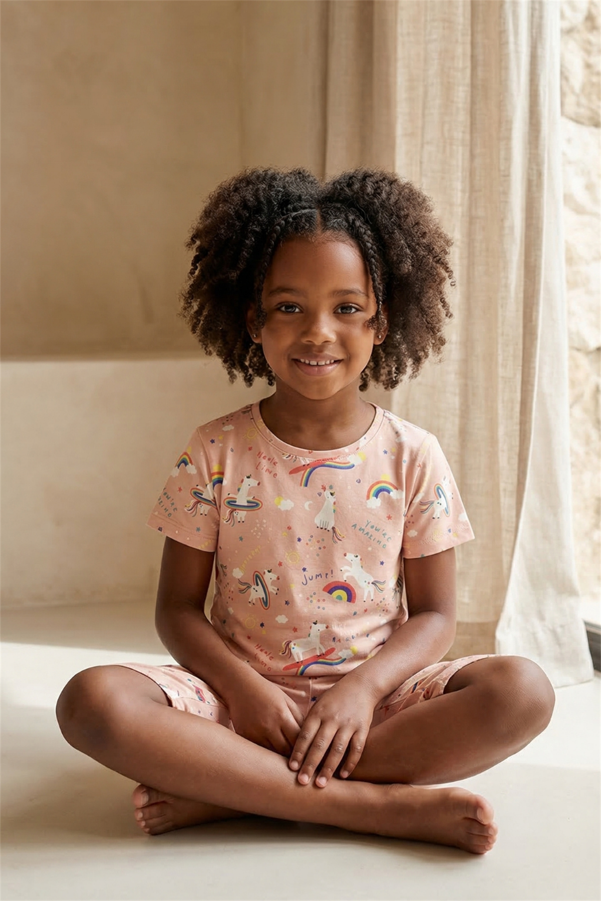 Unicorn Desenli Çocuk Şort Takım