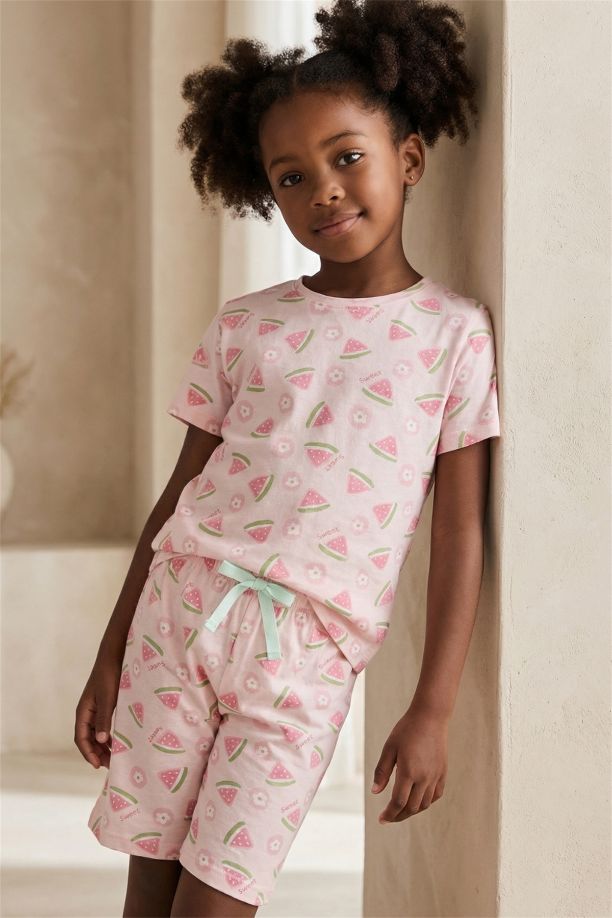 Karpuz Desenli Çocuk Şortlu Pijama Takımı