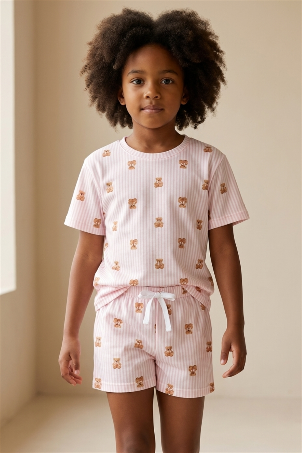 Teddy Desenli Çocuk Şortlu Pijama Takımı